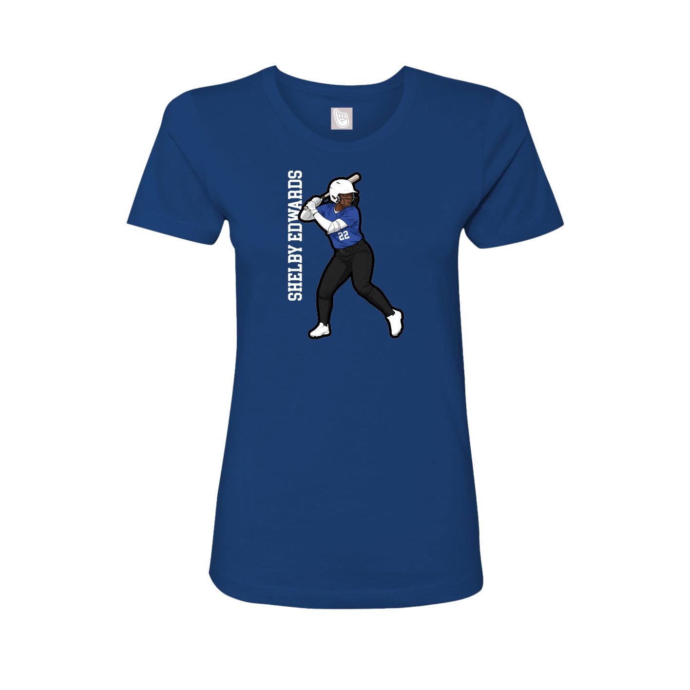 Fitted Women's Tee — Name Vertical in Royal