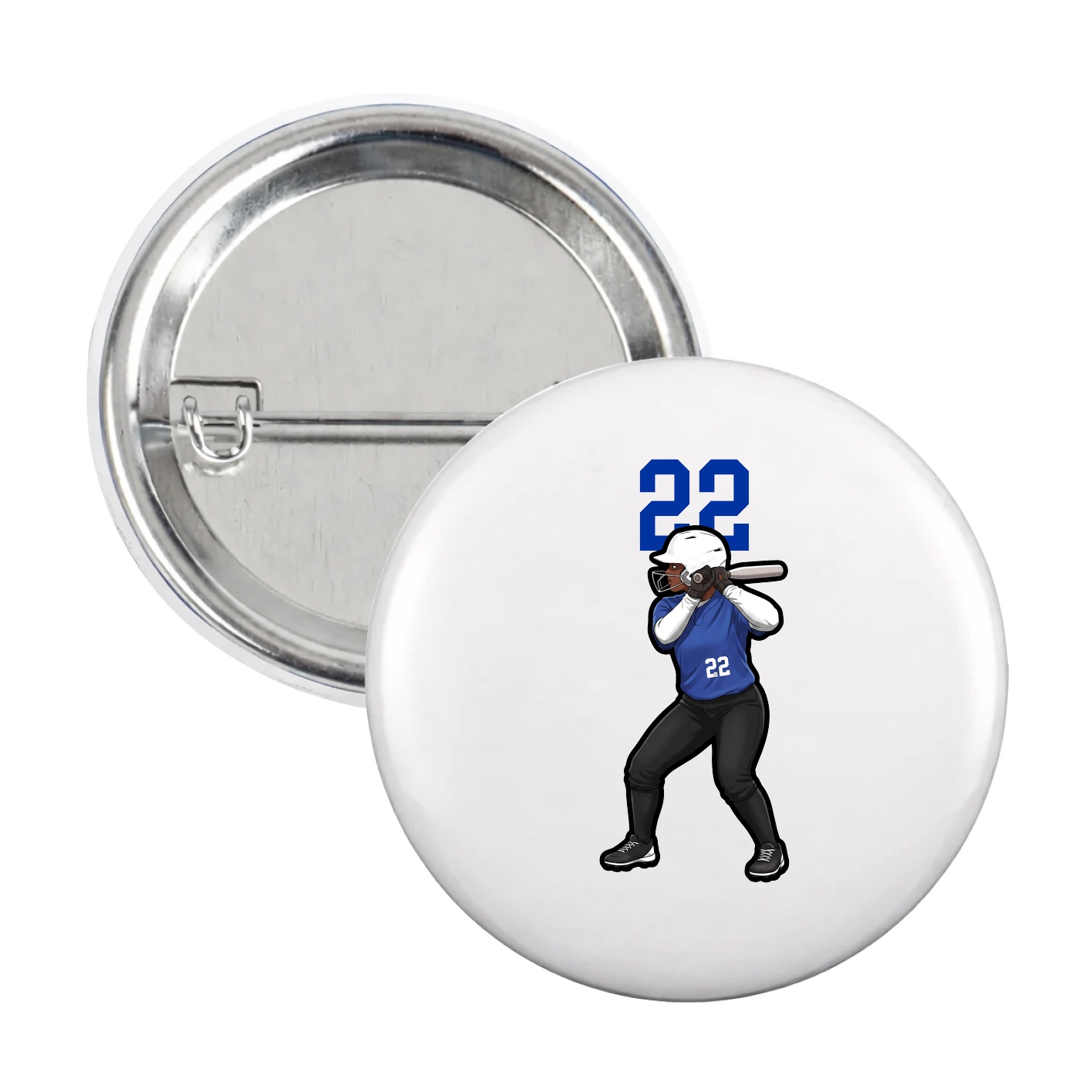 Game Day Button — Number Top in White