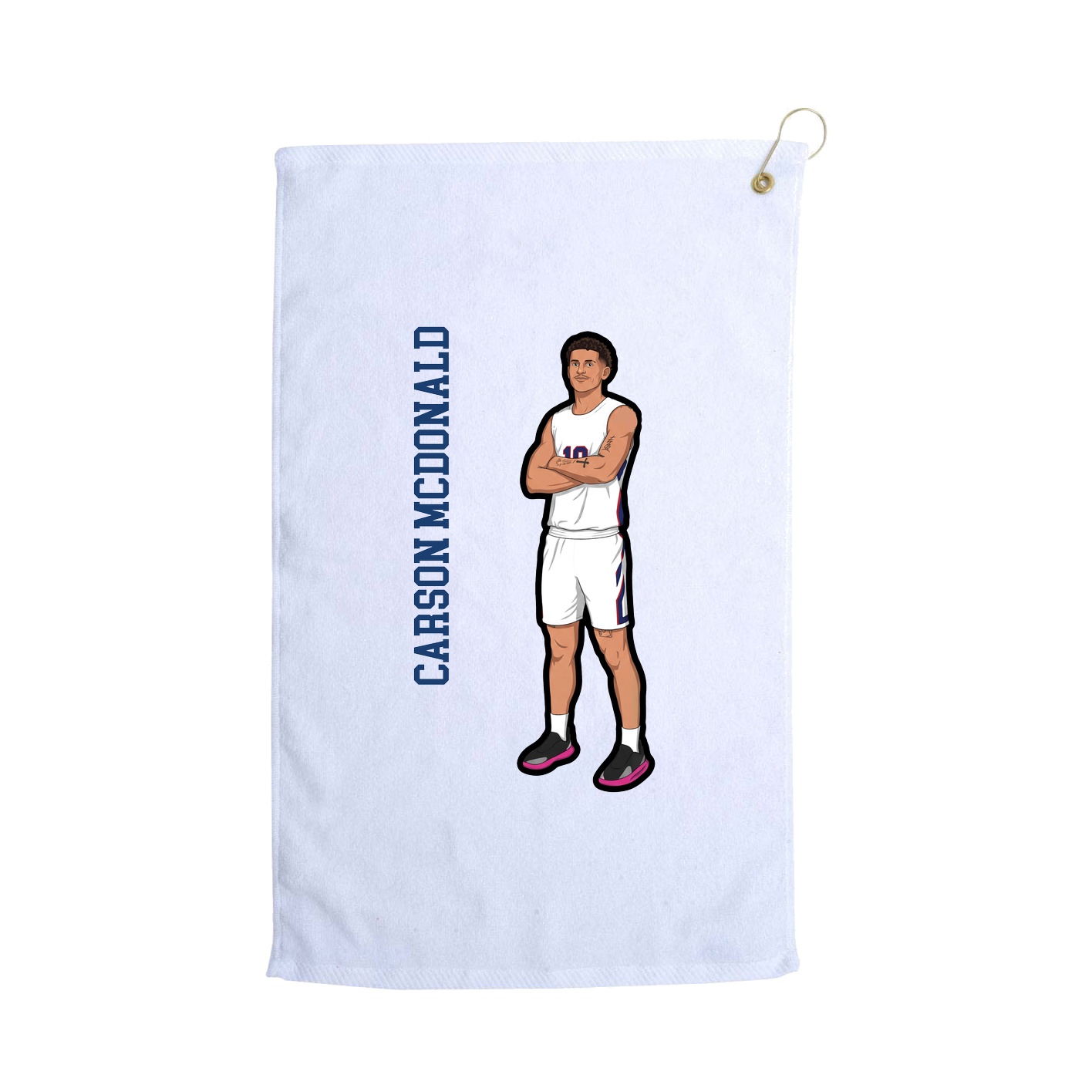 Golf Towel — Name Vertical in White