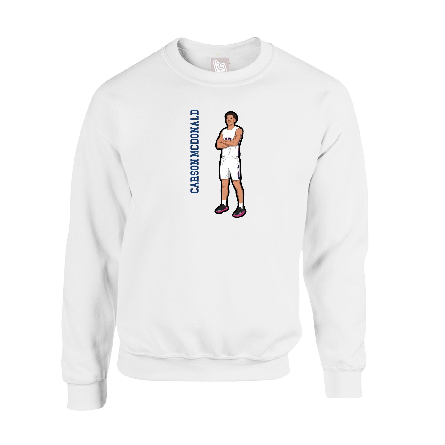 Fleece Crew — Name Vertical in White