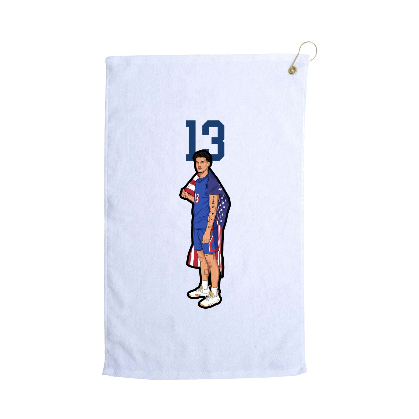 Golf Towel — Number Top in White