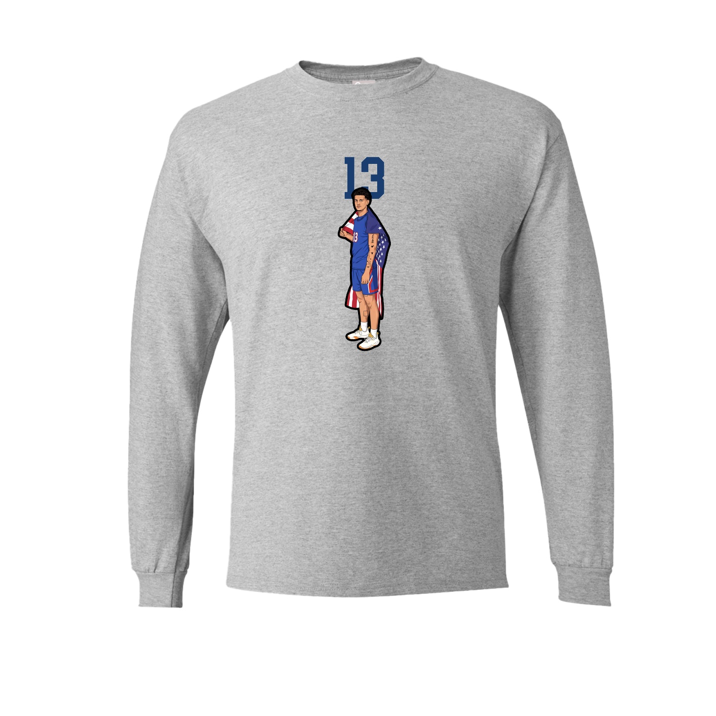Long Sleeve Tee — Number Top in Grey