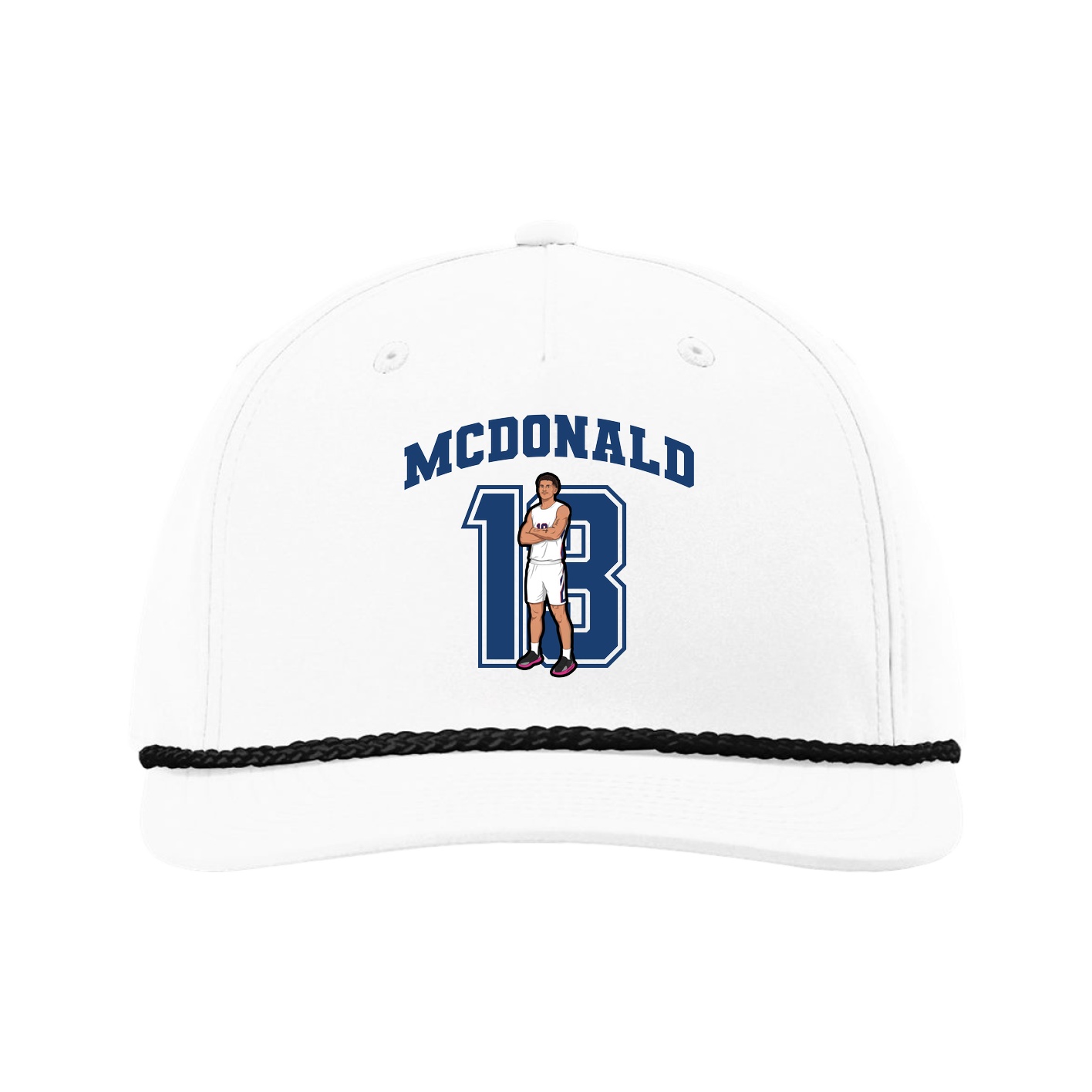 Five-Panel Classic Rope Cap — Number in White