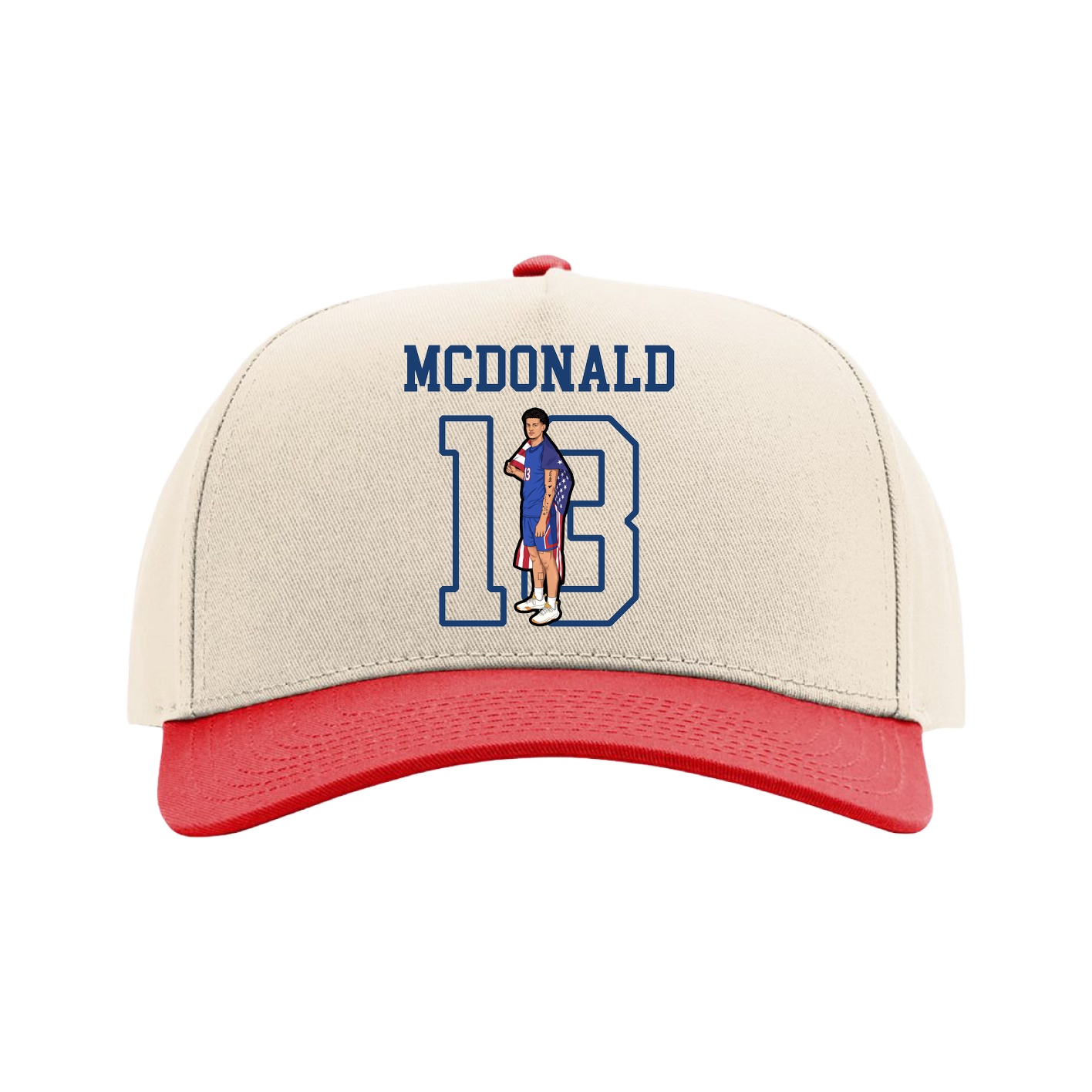 Full Fabric Five-Panel Champ Cap — Shirsey in Cream/Red