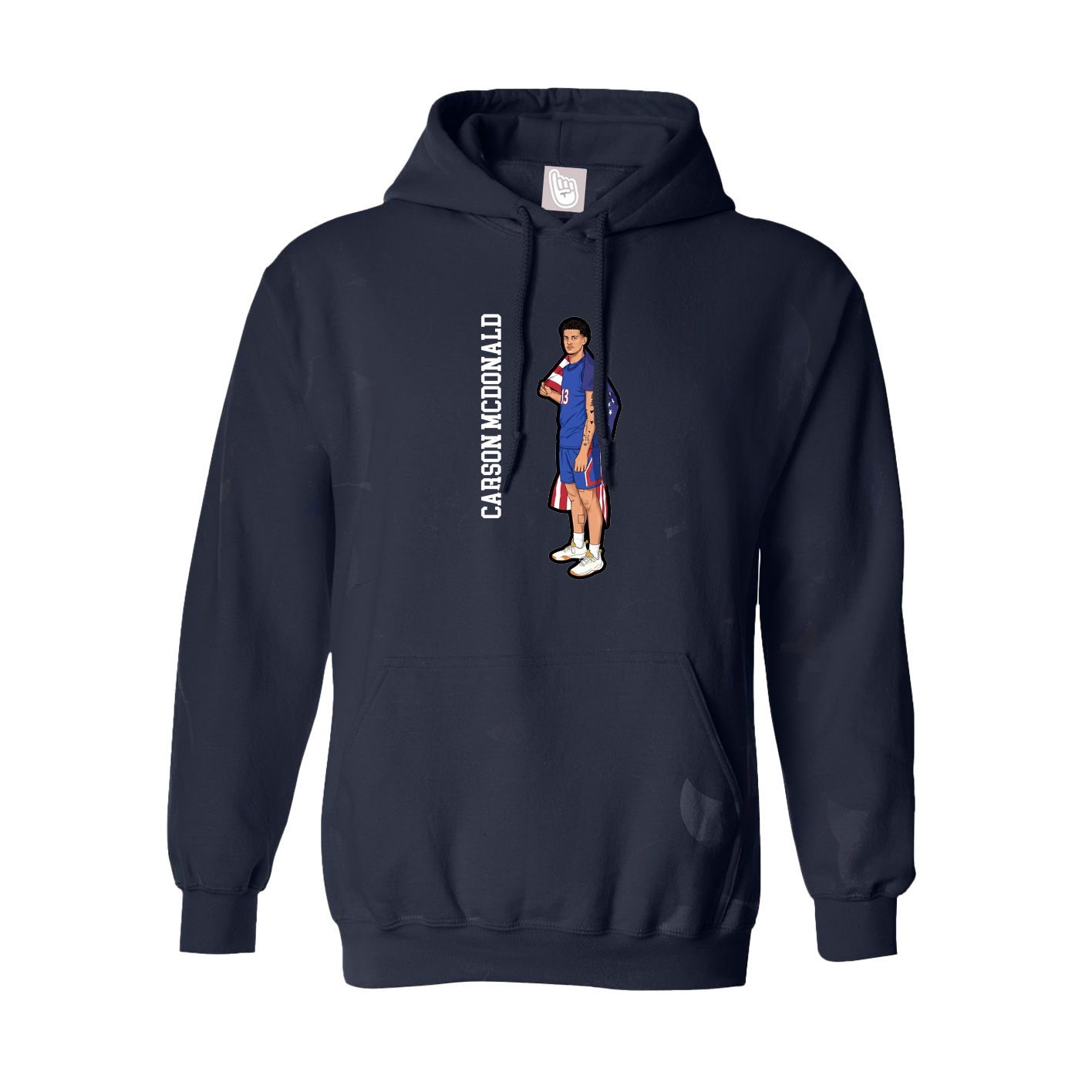 Youth Hoodie — Name Vertical in Navy