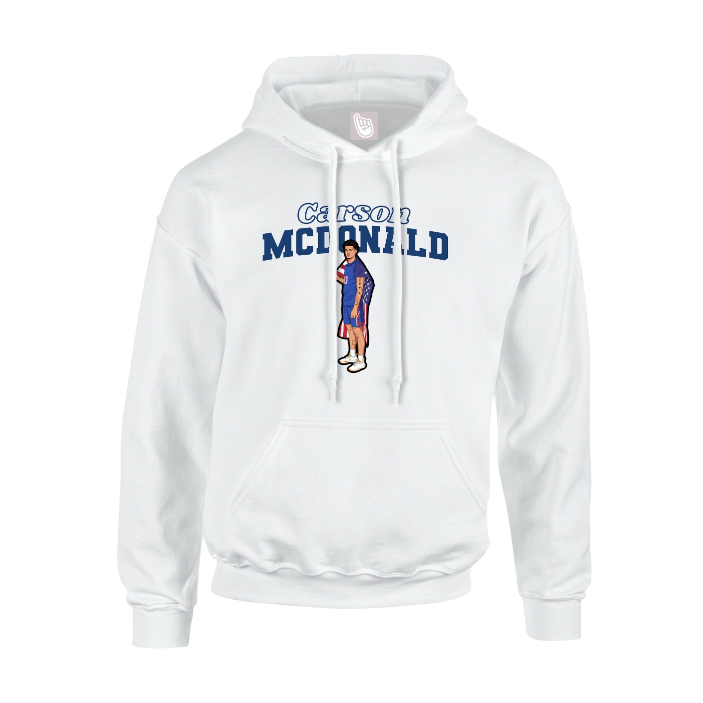Youth Hoodie — Name Arch in White