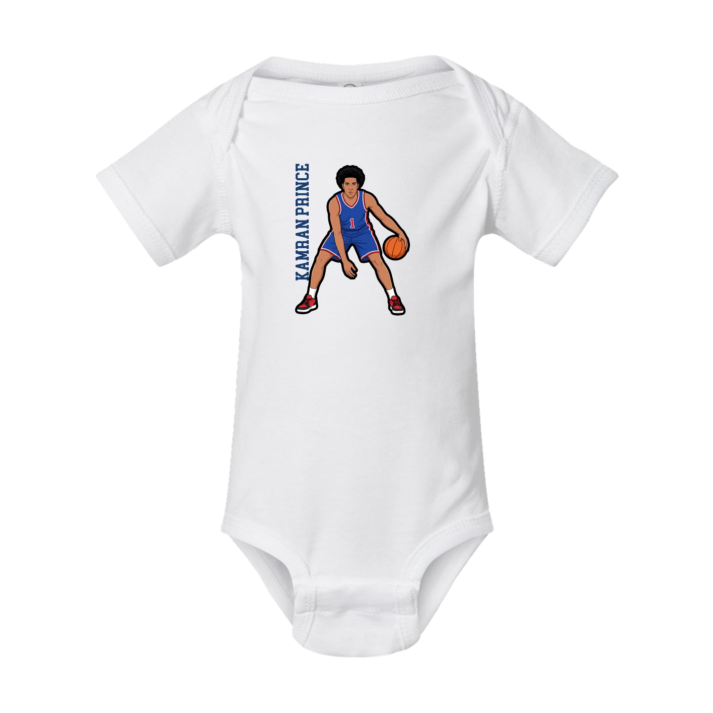 Baby Onesie — Name Vertical in White