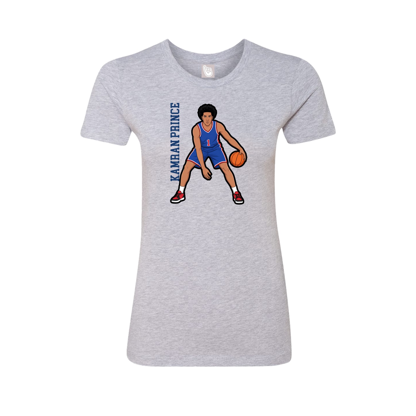 Fitted Women's Tee — Name Vertical in Grey