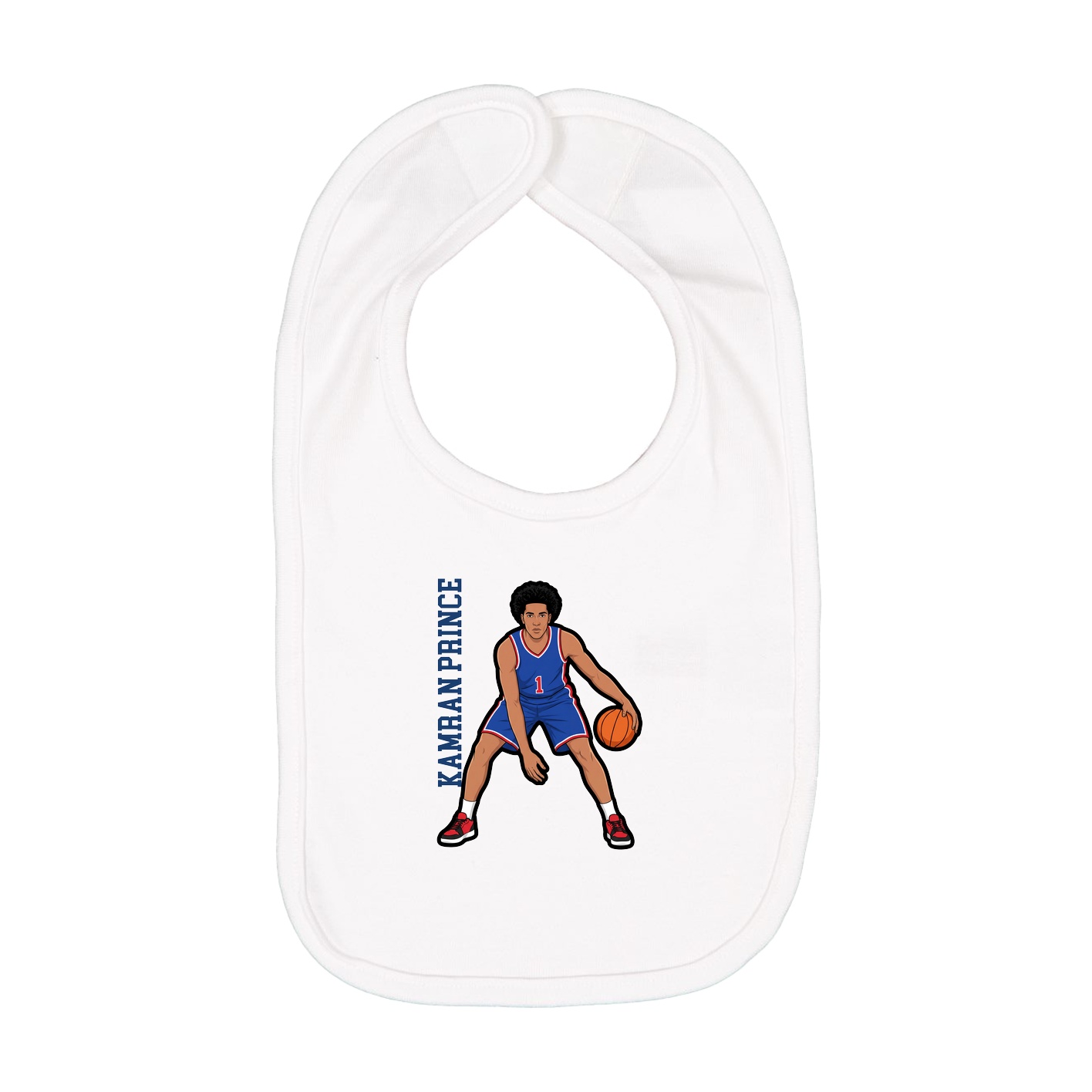 Infant Bib — Name Vertical in White