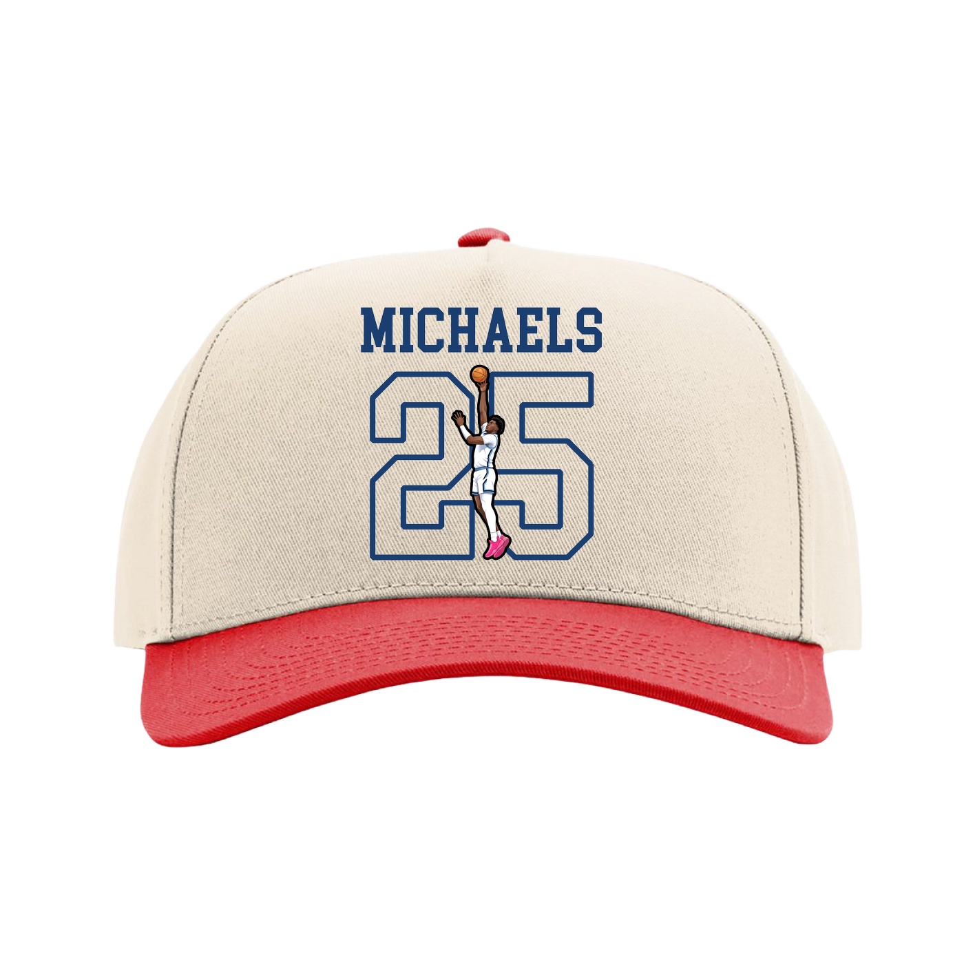 Full Fabric Five-Panel Champ Cap — Shirsey in Cream/Red