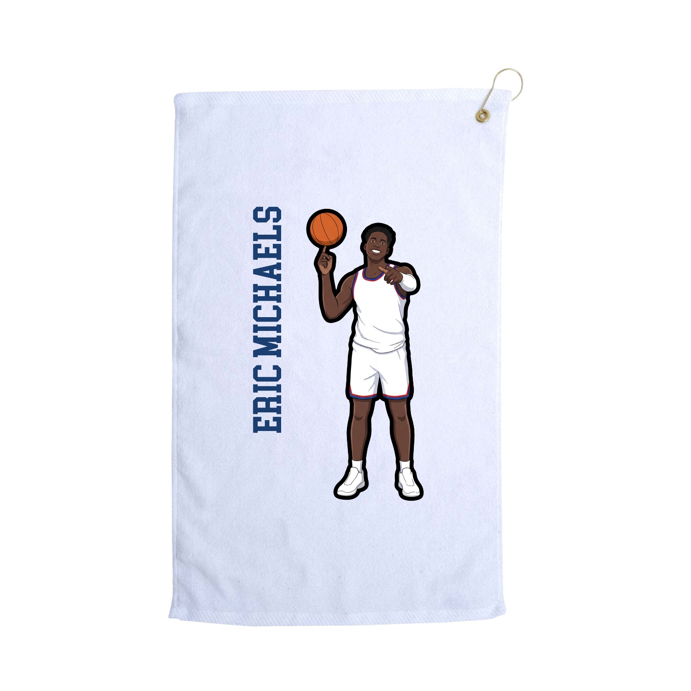 Golf Towel — Name Vertical in White