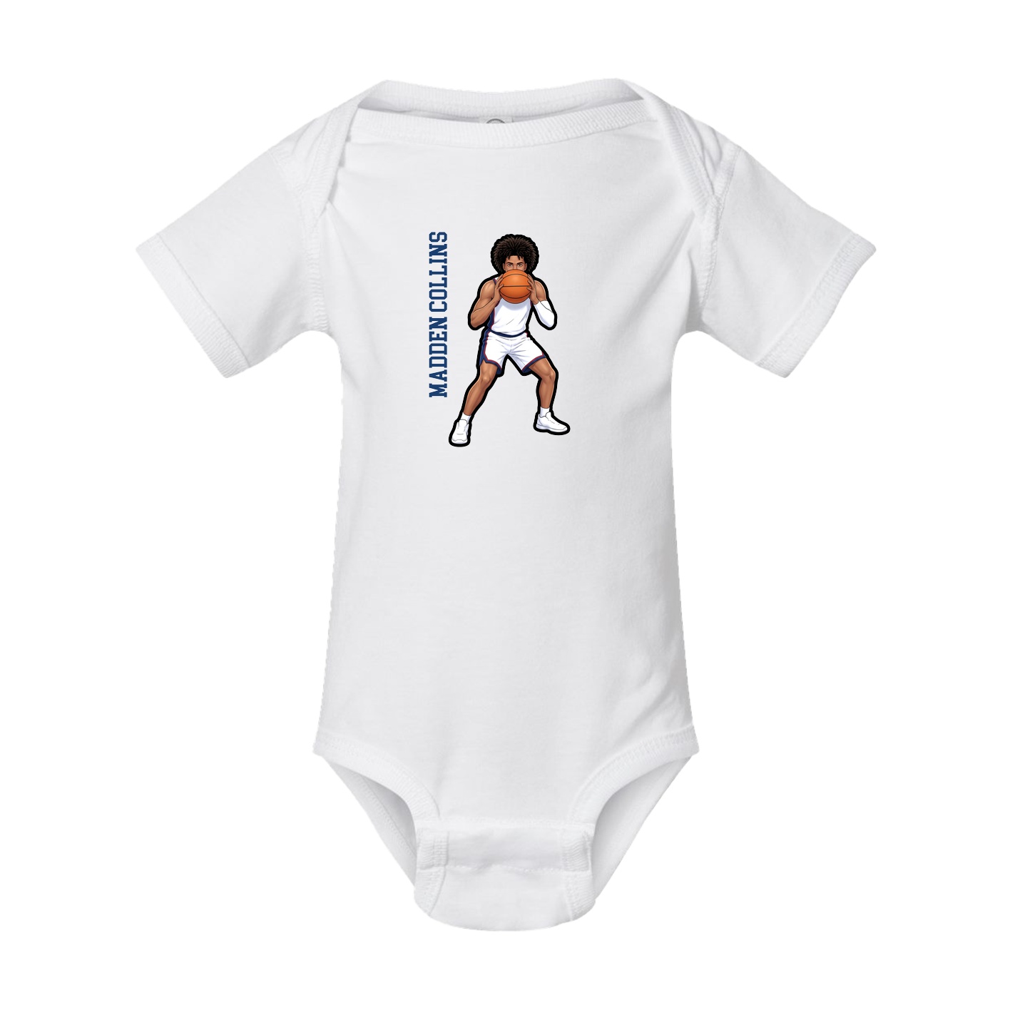 Baby Onesie — Name Vertical in White