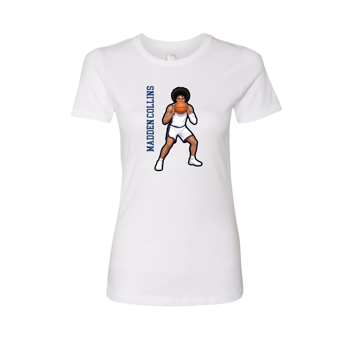 Fitted Women's Tee — Name Vertical in White