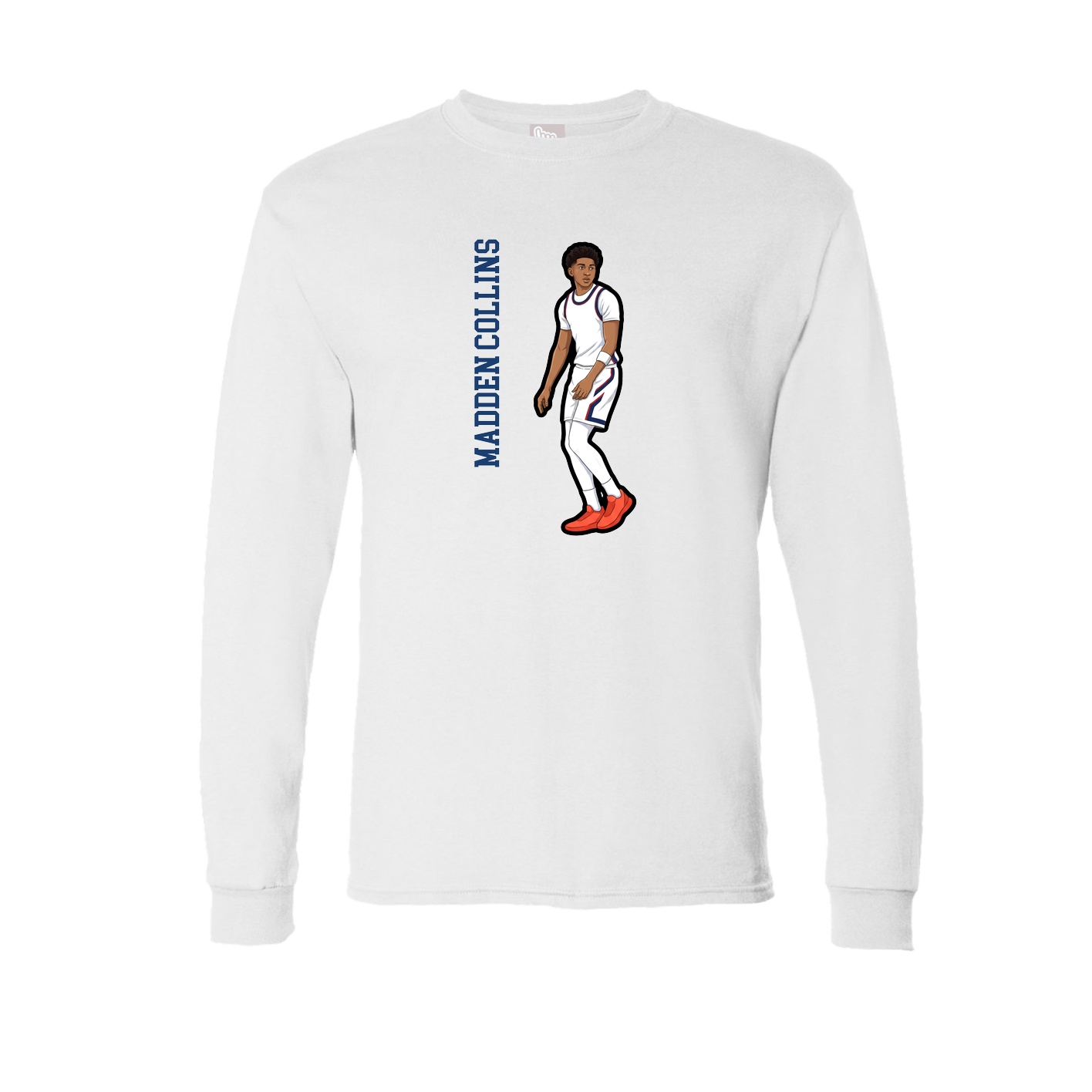 Long Sleeve Tee — Name Vertical in White