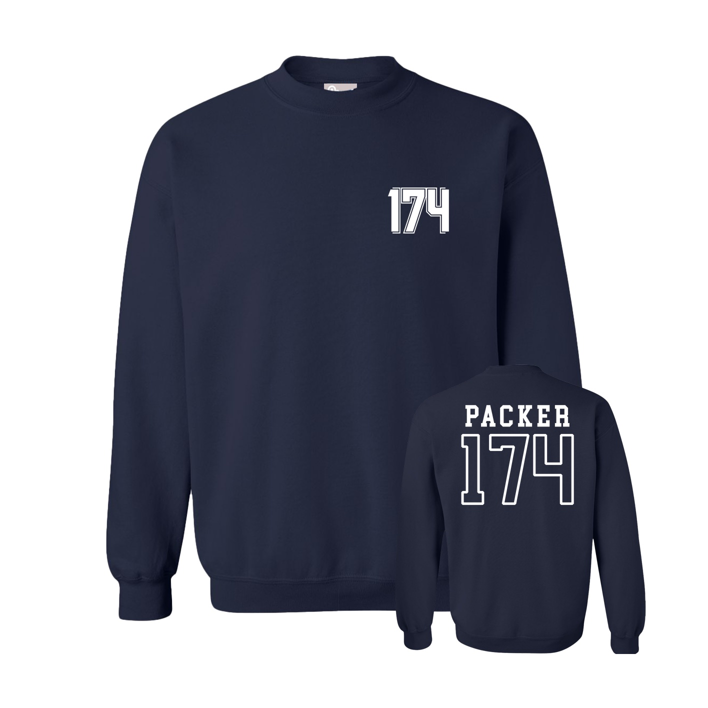 Fleece Crew — Chest Back in Navy