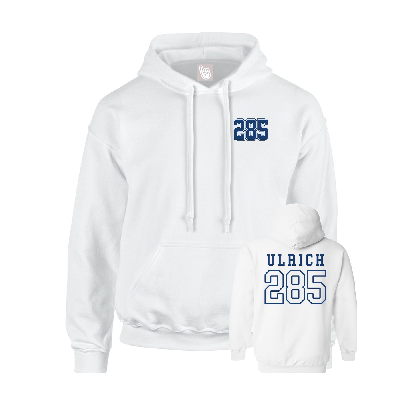 Youth Hoodie — Chest Back in White