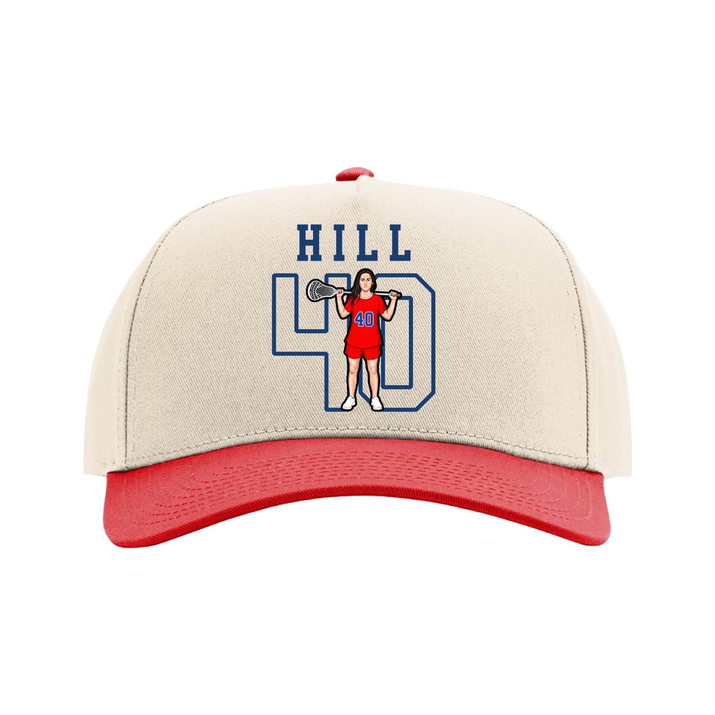 Full Fabric Five-Panel Champ Cap — Shirsey in Cream/Red