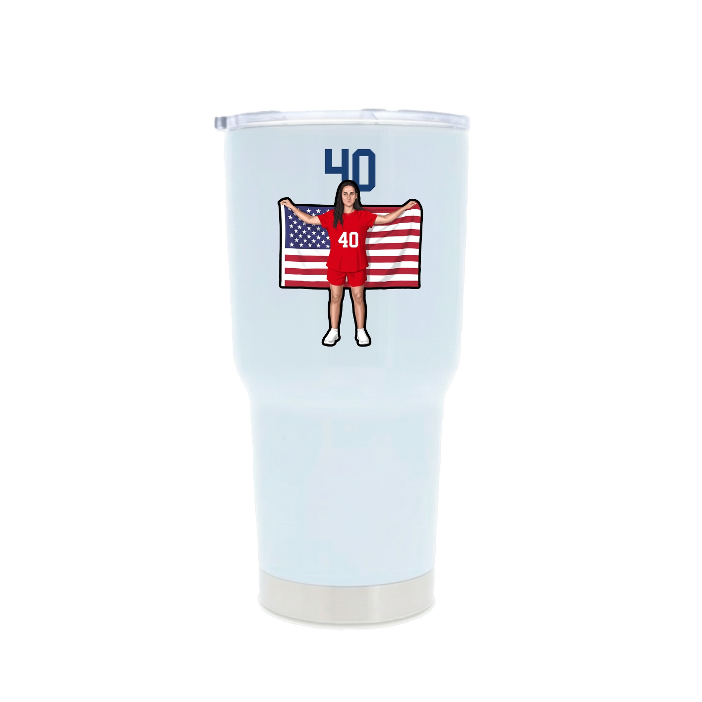 30oz Stainless Steel Tumbler — Number Top in White
