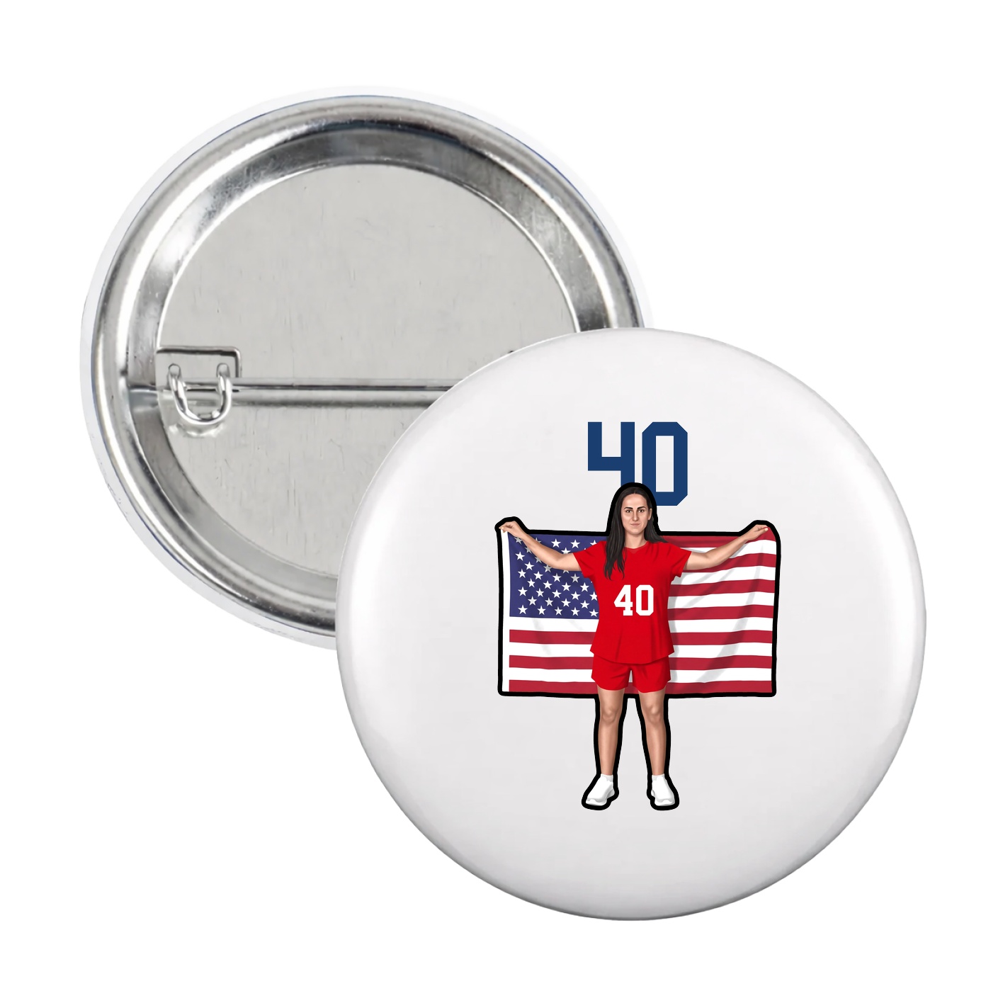 Game Day Button — Number Top in White