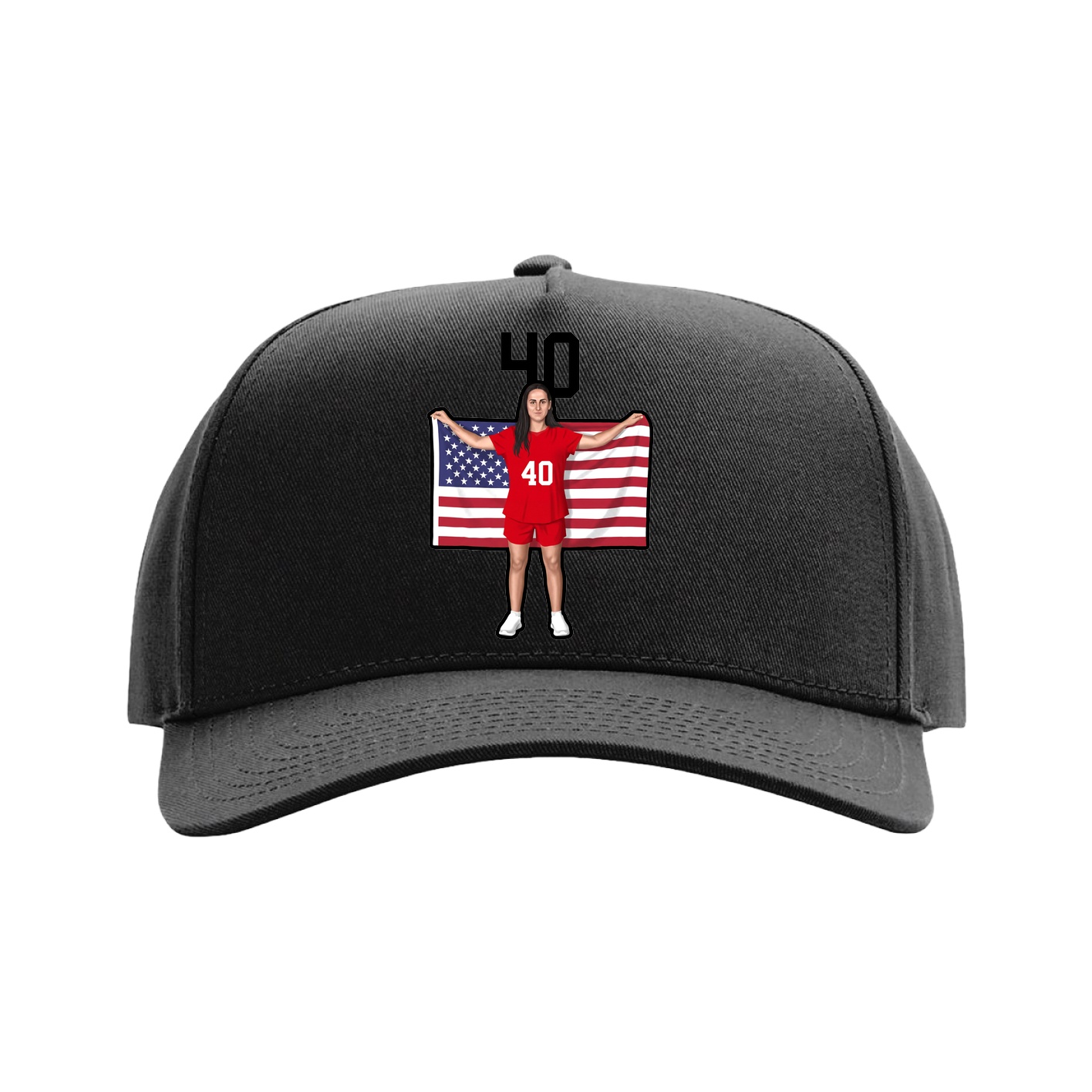 Full Fabric Five-Panel Champ Cap — Number Top in Black