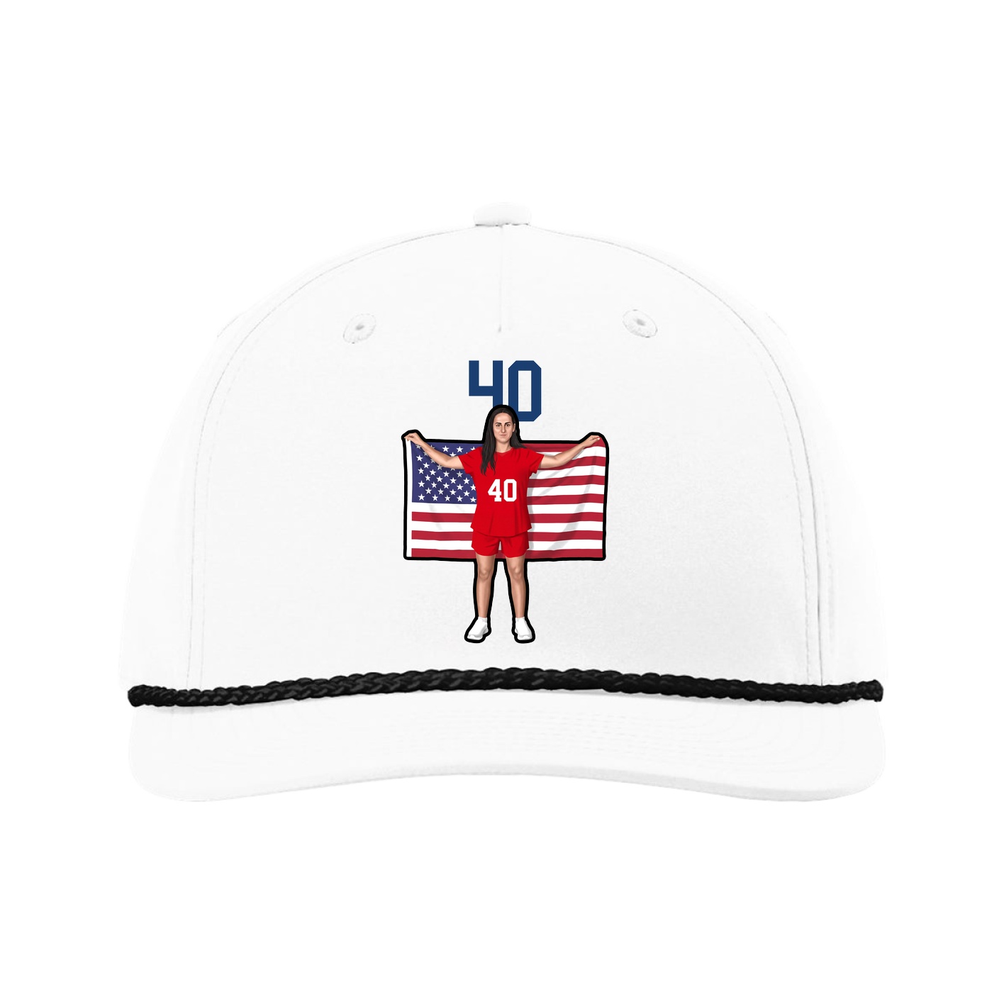 Five-Panel Classic Rope Cap — Number Top in White