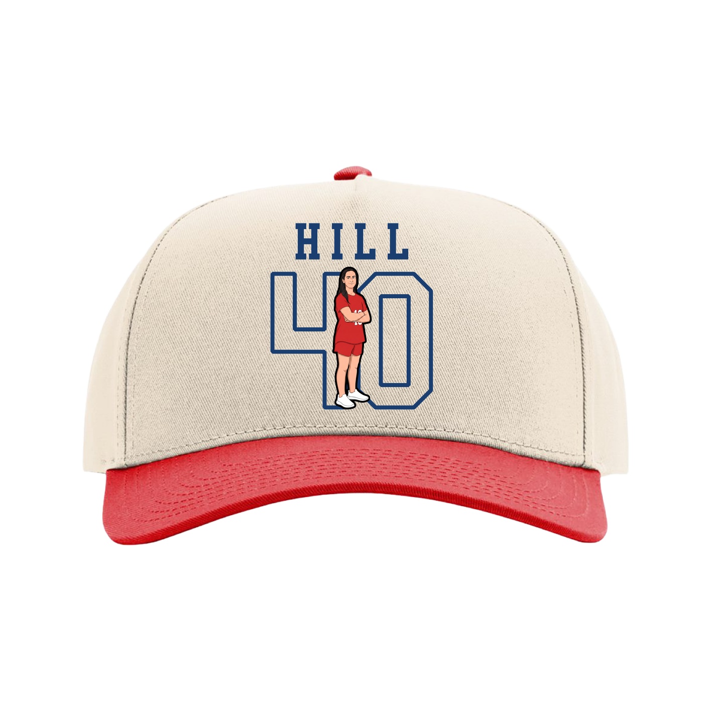 Full Fabric Five-Panel Champ Cap — Shirsey in Cream/Red