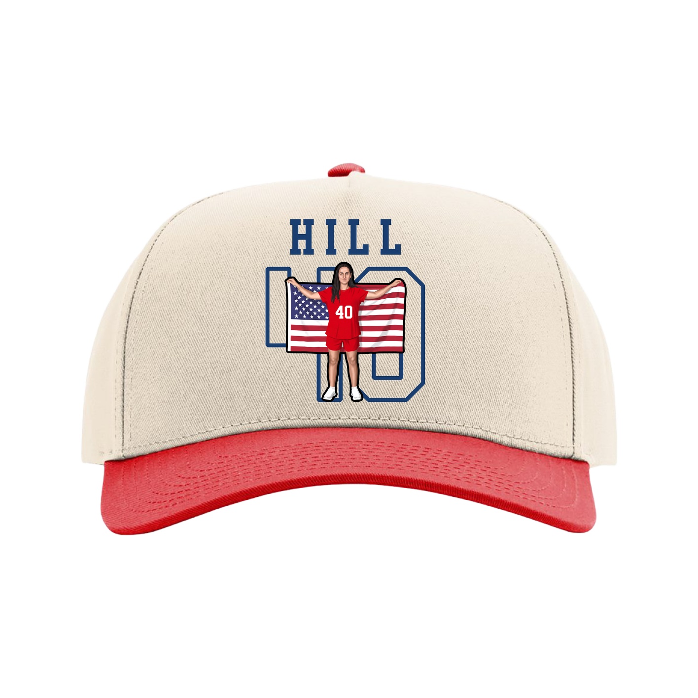 Full Fabric Five-Panel Champ Cap — Shirsey in Cream/Red