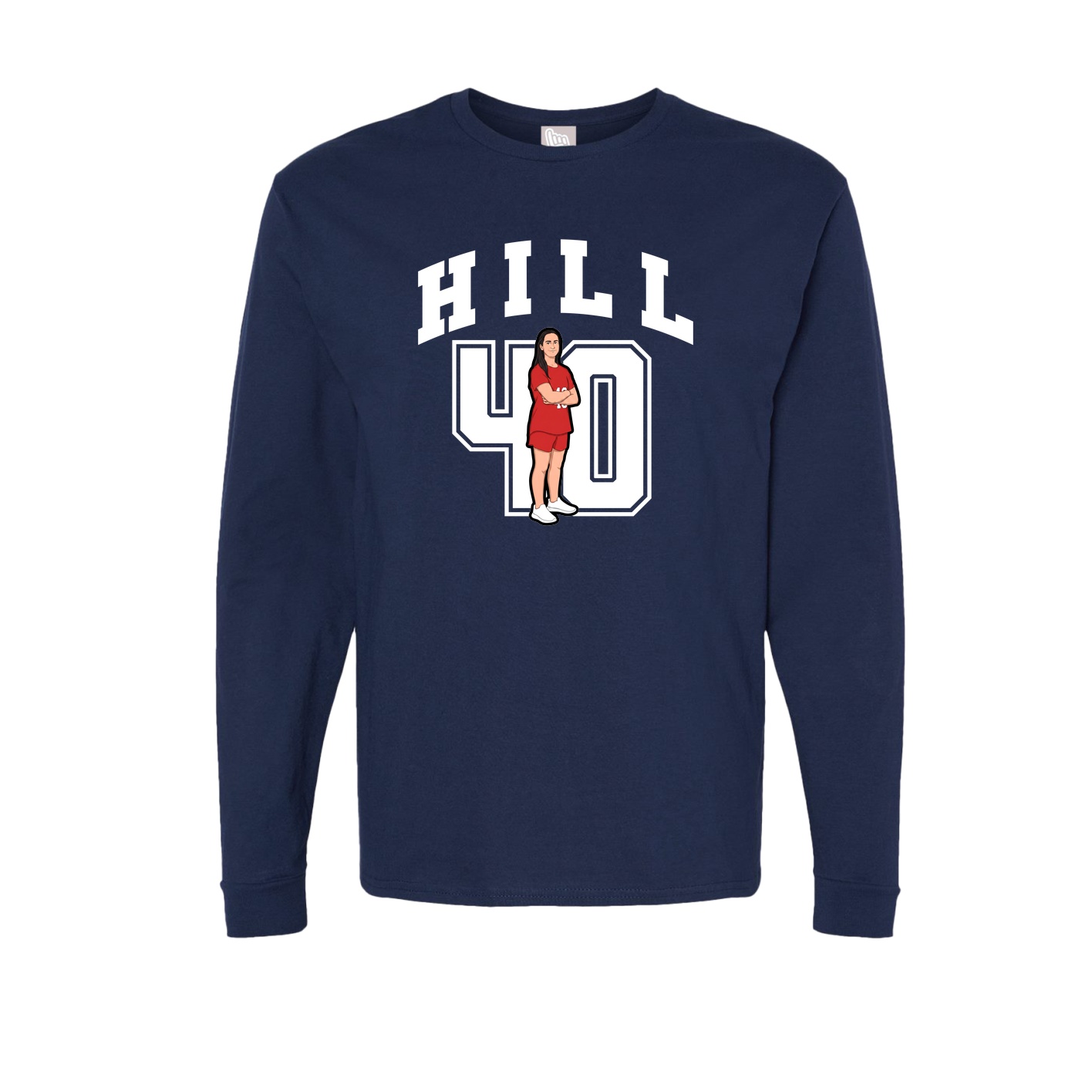 Long Sleeve Tee — Number in Navy