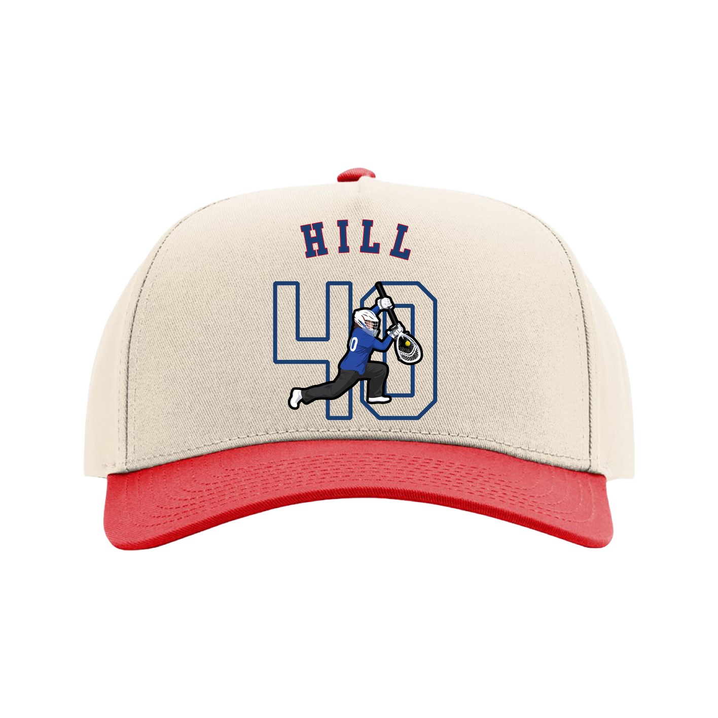 Full Fabric Five-Panel Champ Cap — Shirsey Arch in Cream/Red