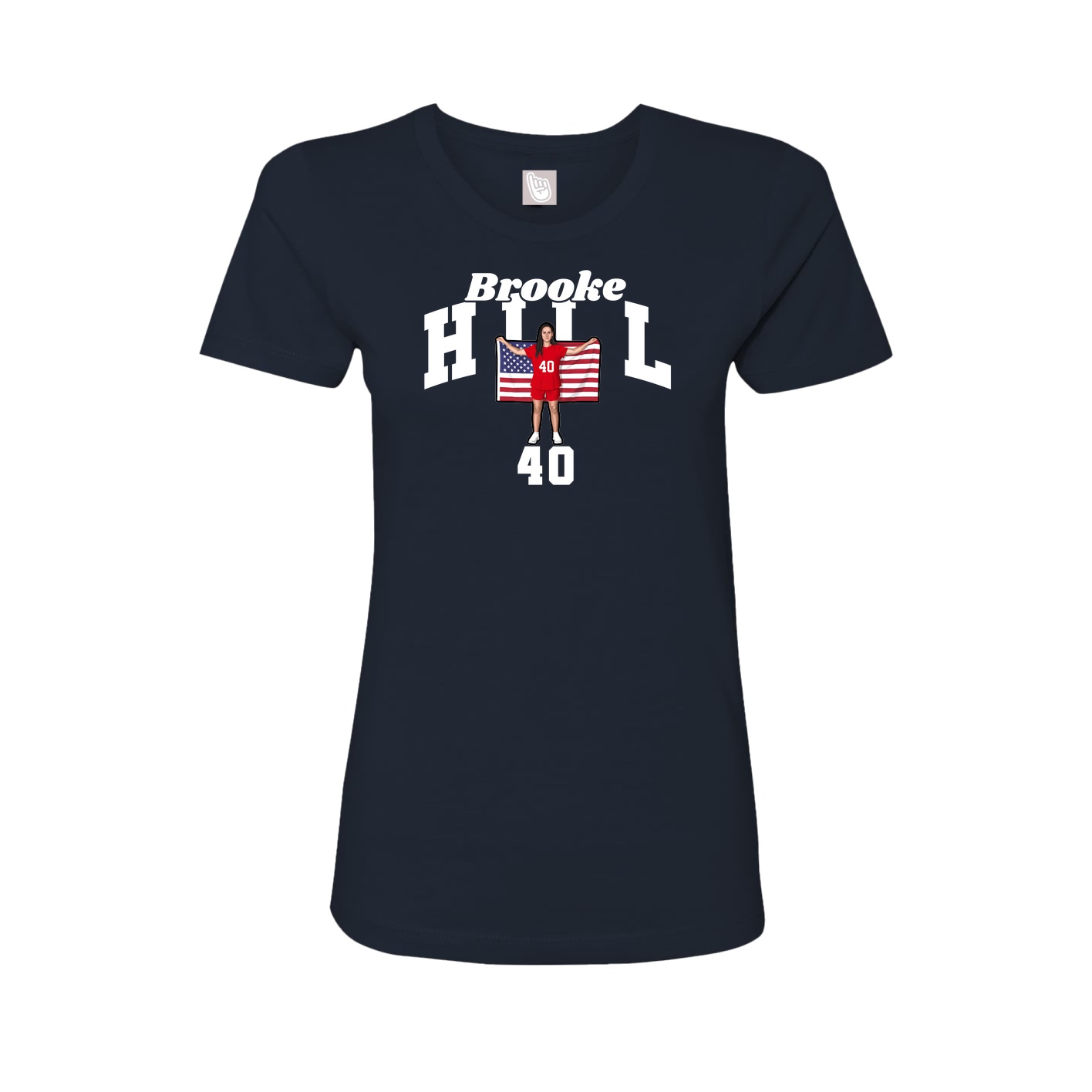 Fitted Women's Tee — Signature Arch in Navy