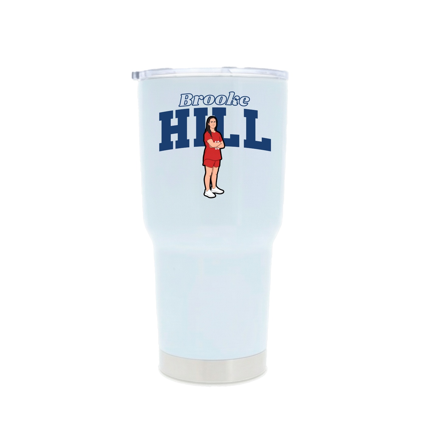 30oz Stainless Steel Tumbler — Name Arch in White