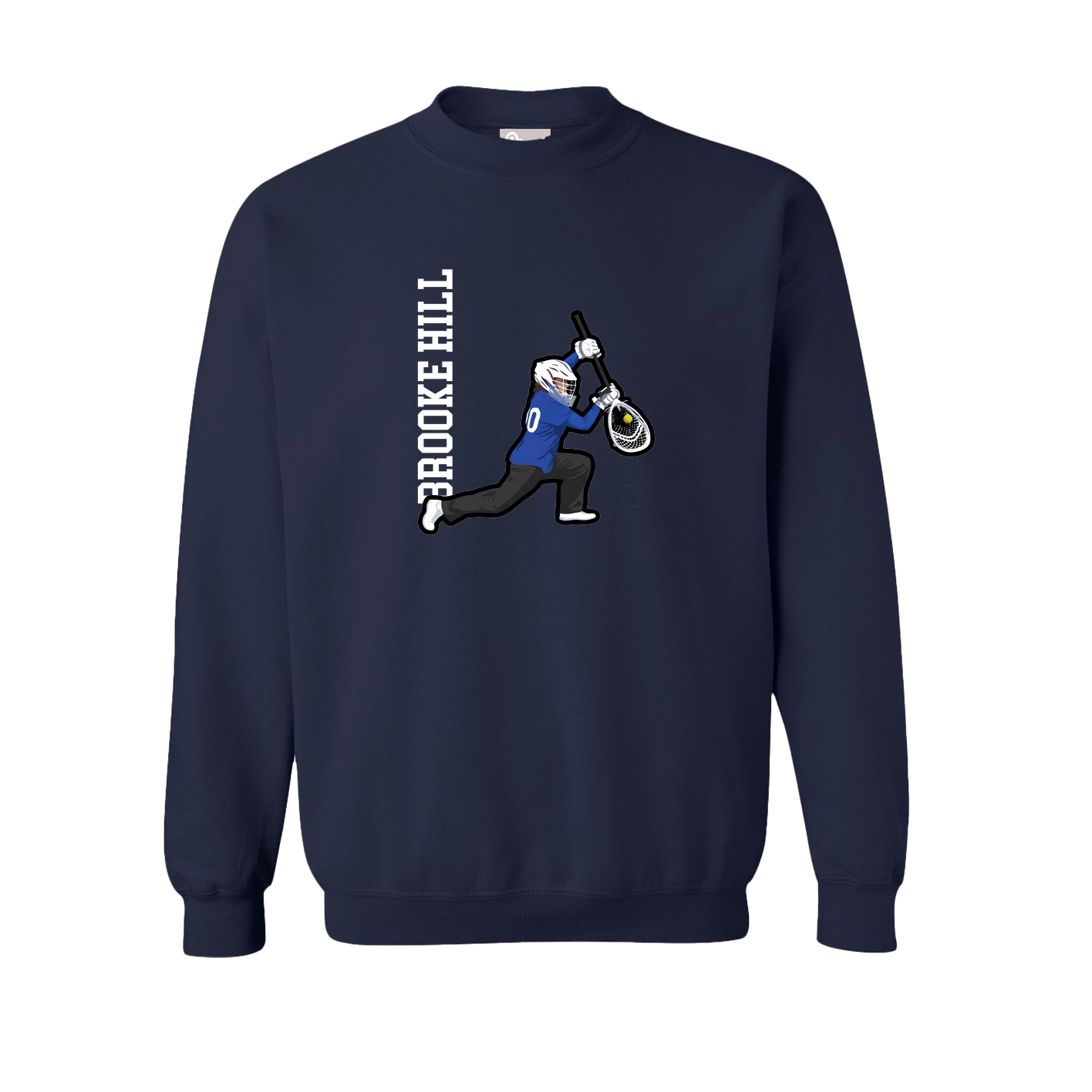 Fleece Crew — Name Vertical in Navy