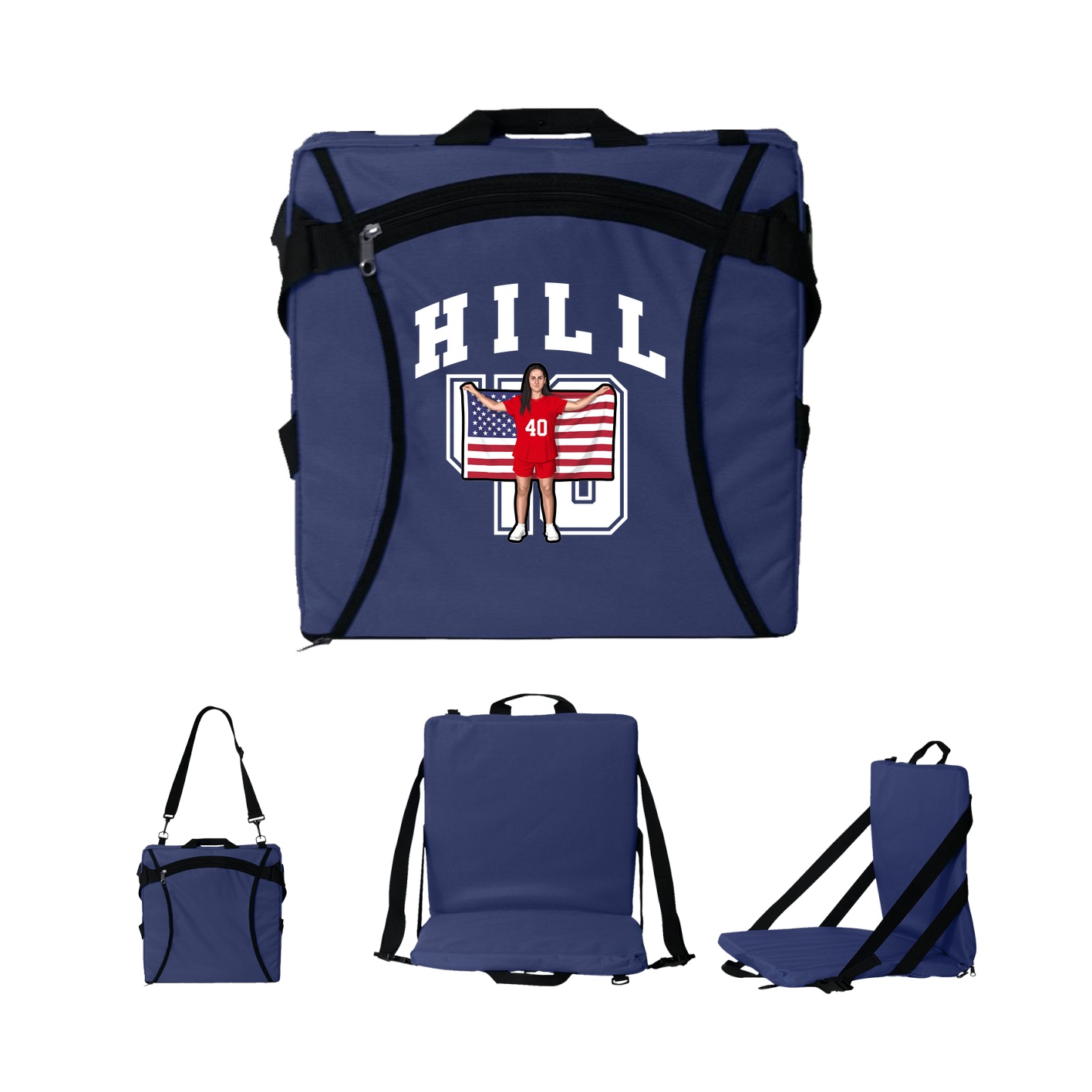 Folding Stadium Seat — Number in Navy