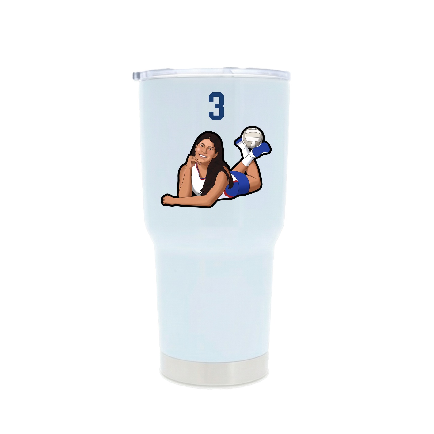 30oz Stainless Steel Tumbler — Number Top in White