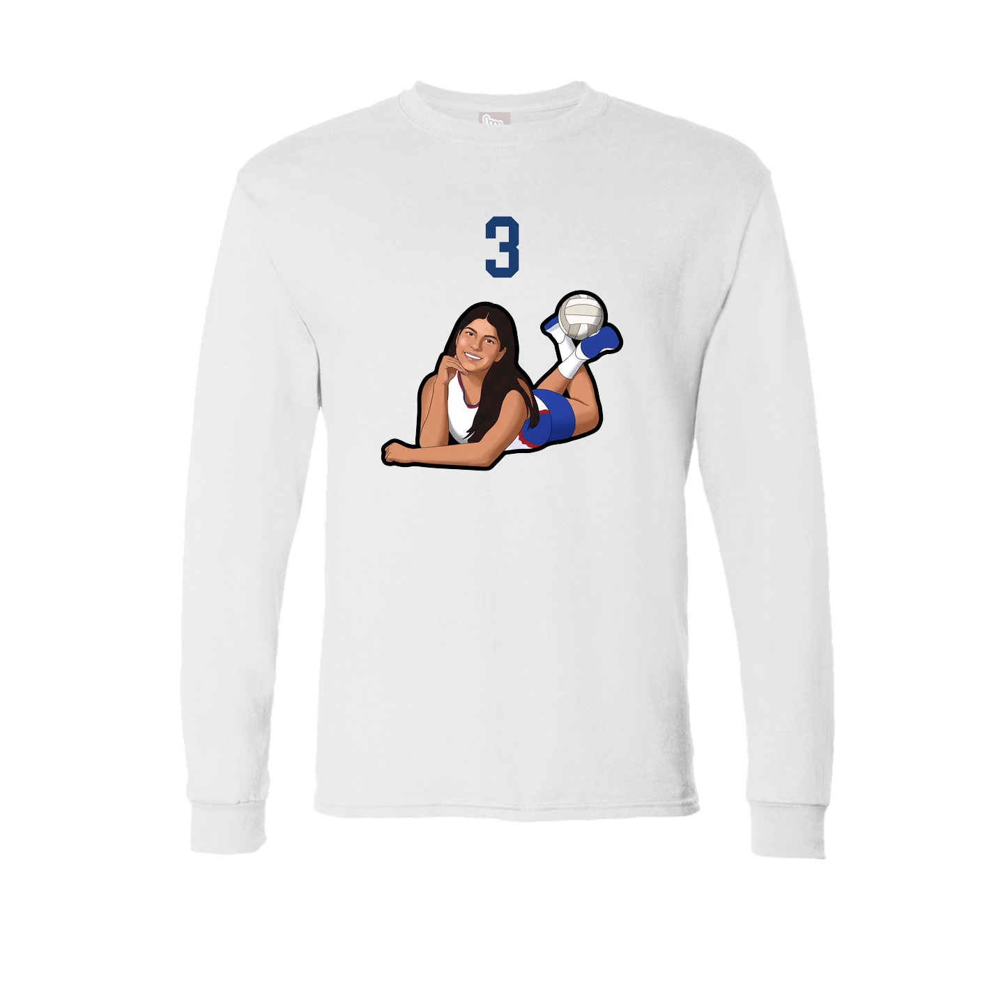Long Sleeve Tee — Number Top in White