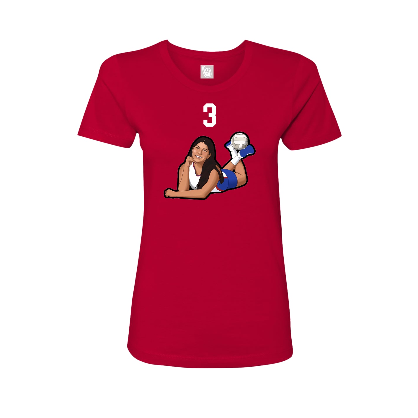 Fitted Women's Tee — Number Top in Red