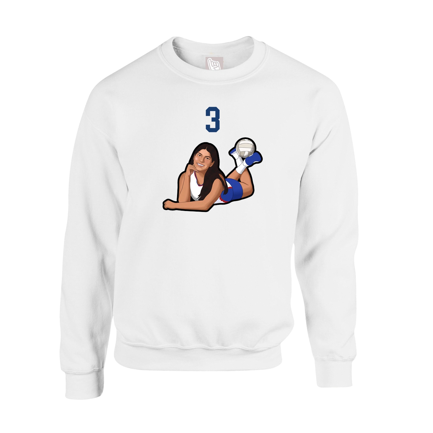 Fleece Crew — Number Top in White