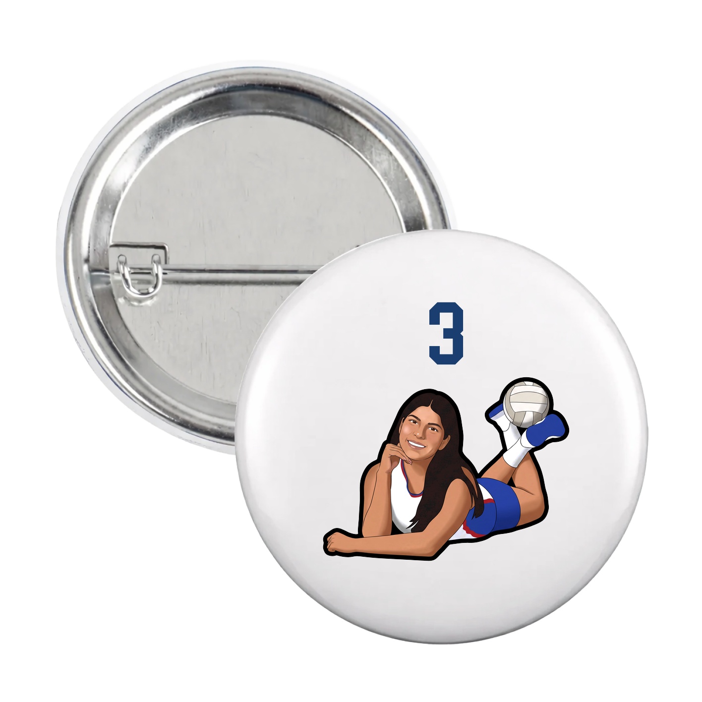Game Day Button — Number Top in White