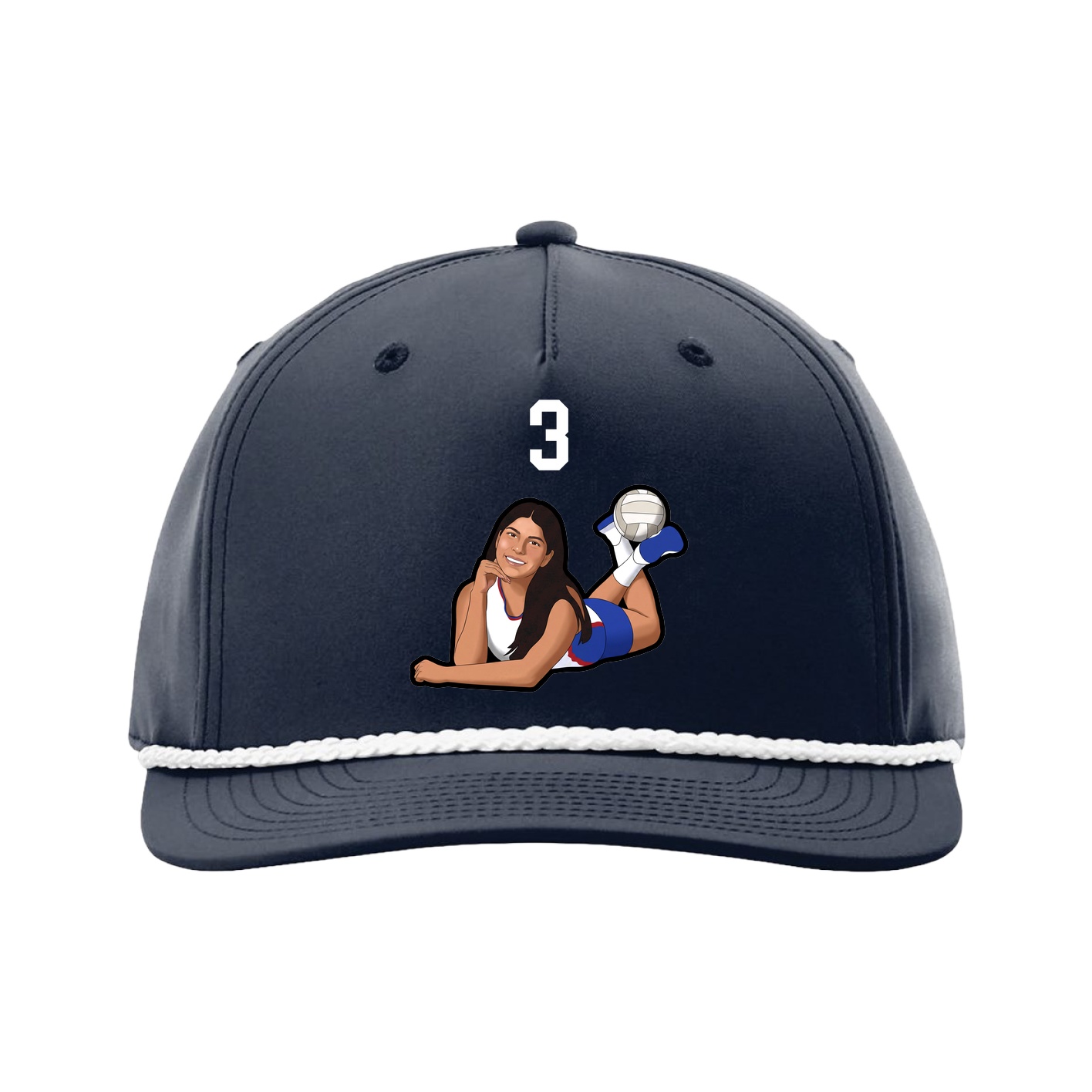 Five-Panel Classic Rope Cap — Number Top in Navy