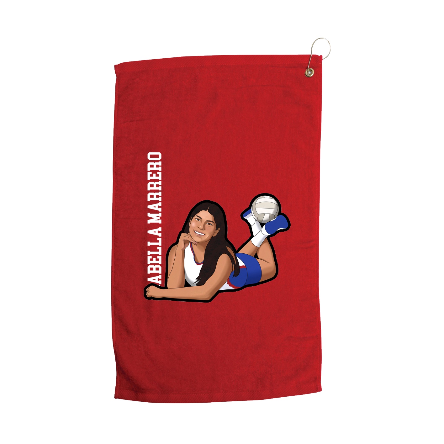 Golf Towel — Name Vertical in Red