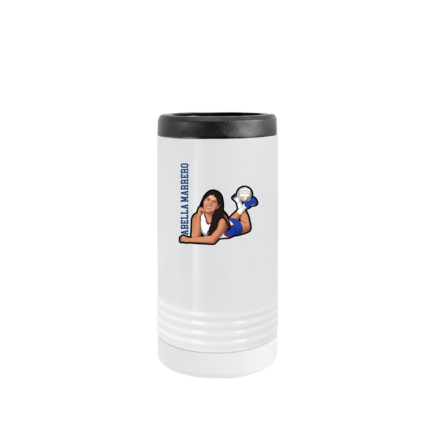 Slim Beverage Holder — Name Vertical in White