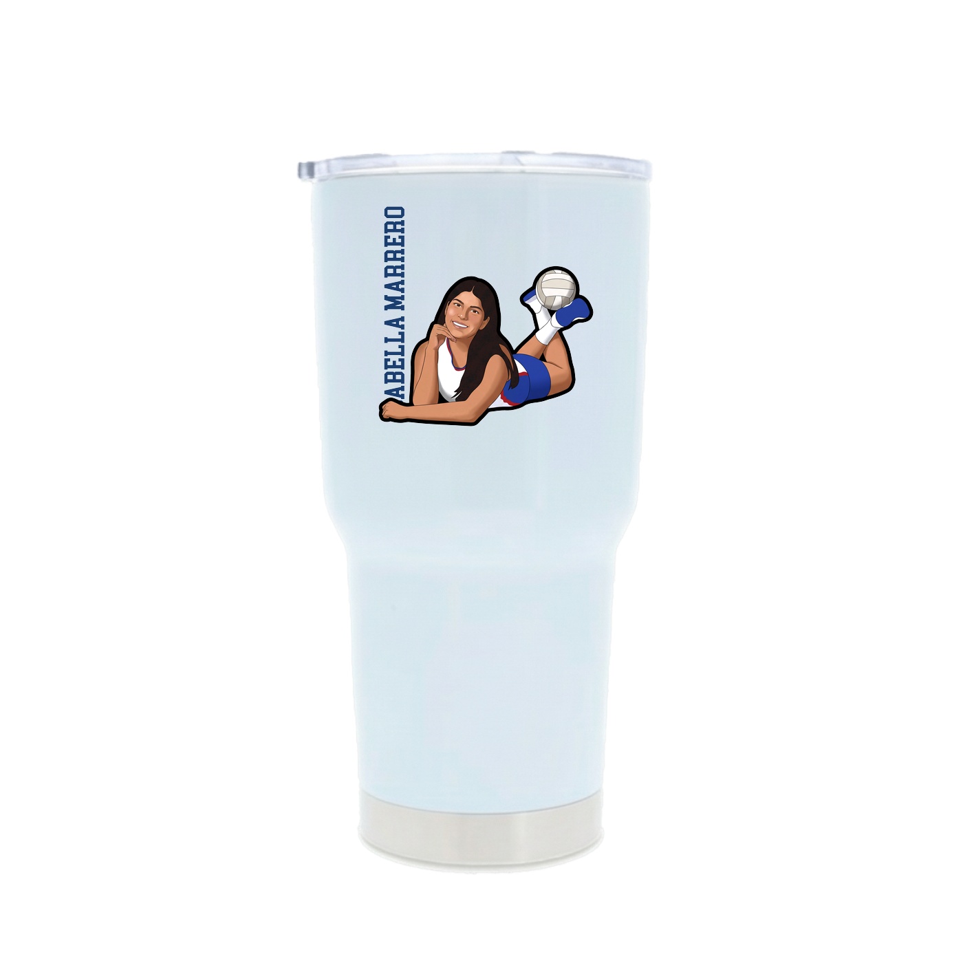 30oz Stainless Steel Tumbler — Name Vertical in White