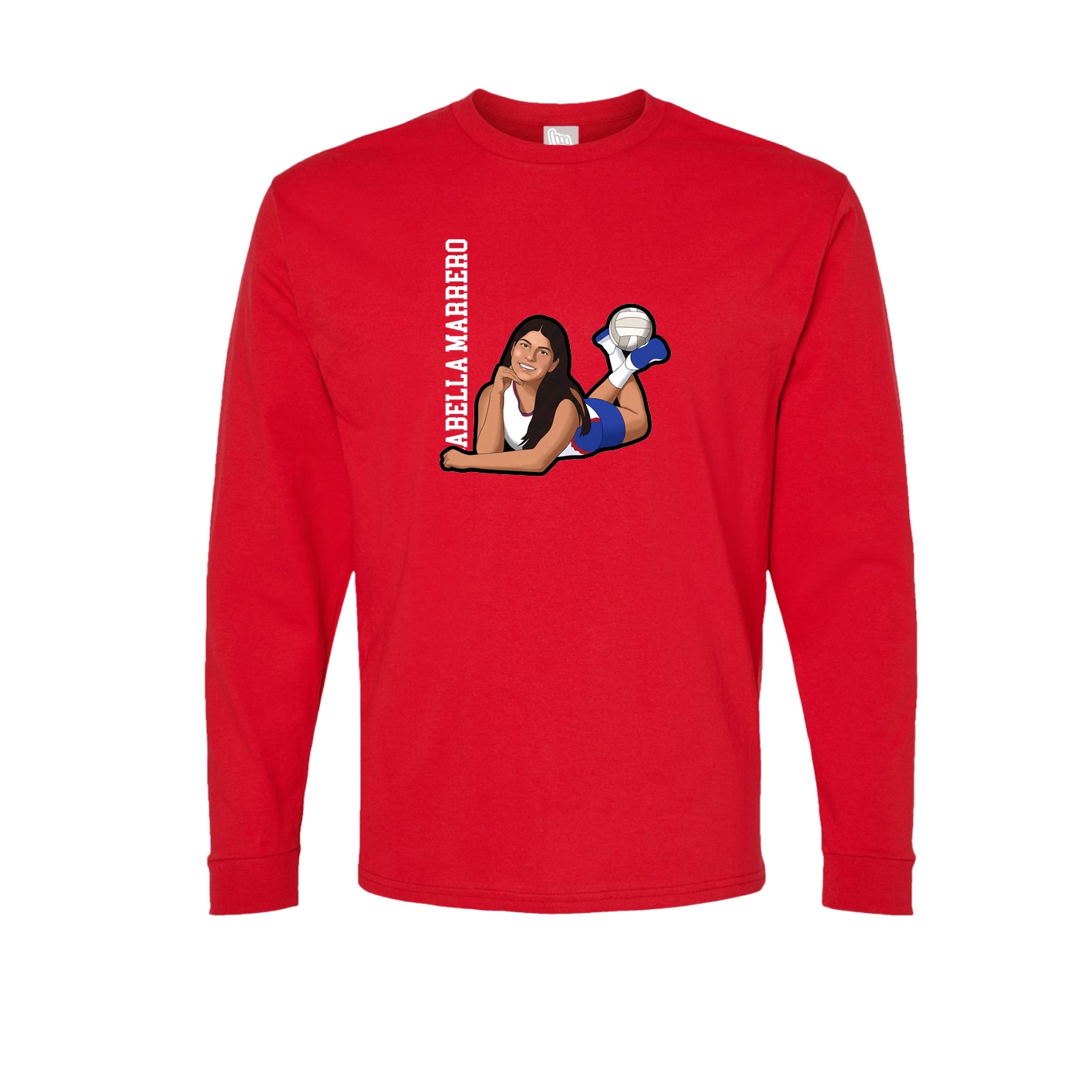 Long Sleeve Tee — Name Vertical in Red