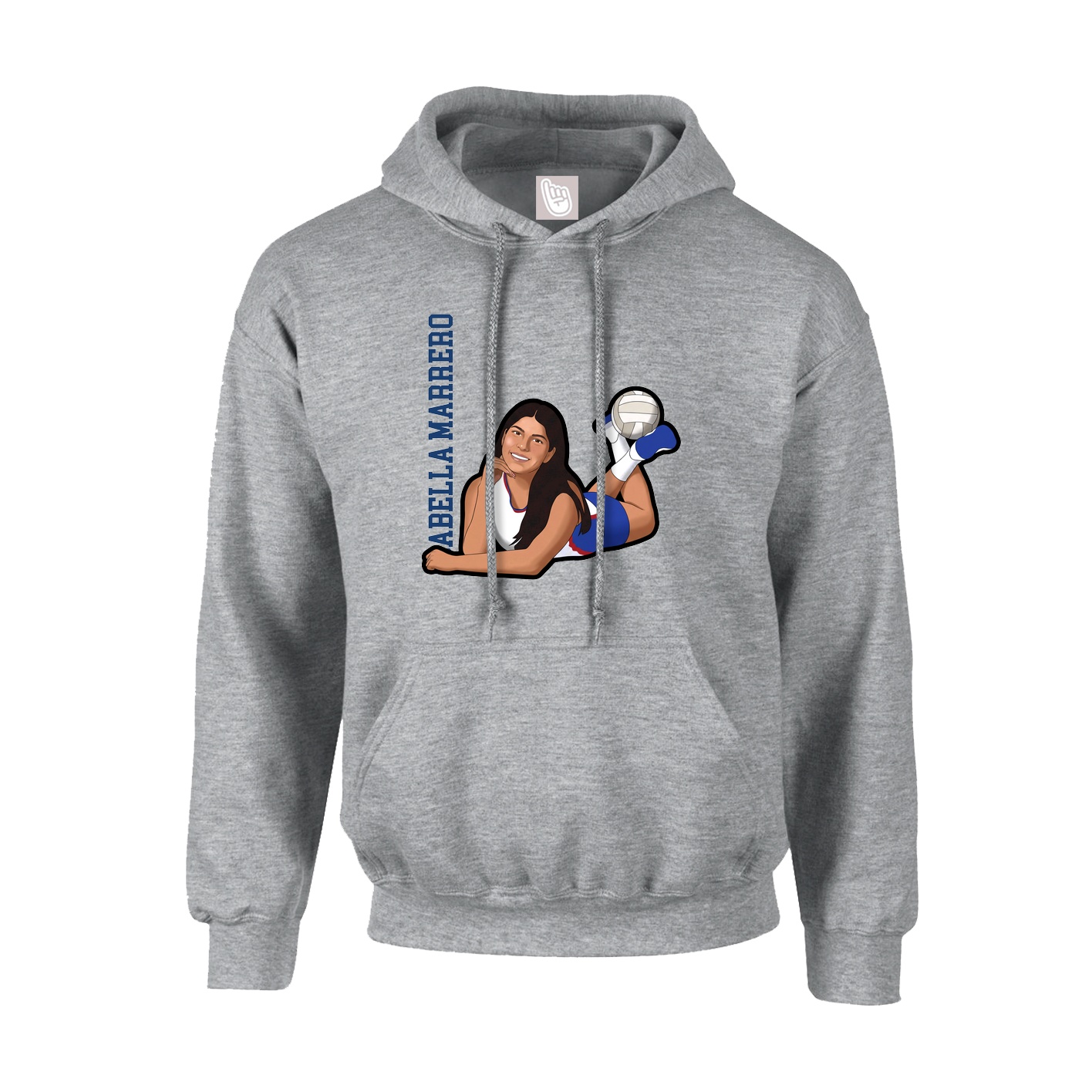 Hoodie — Name Vertical in Grey