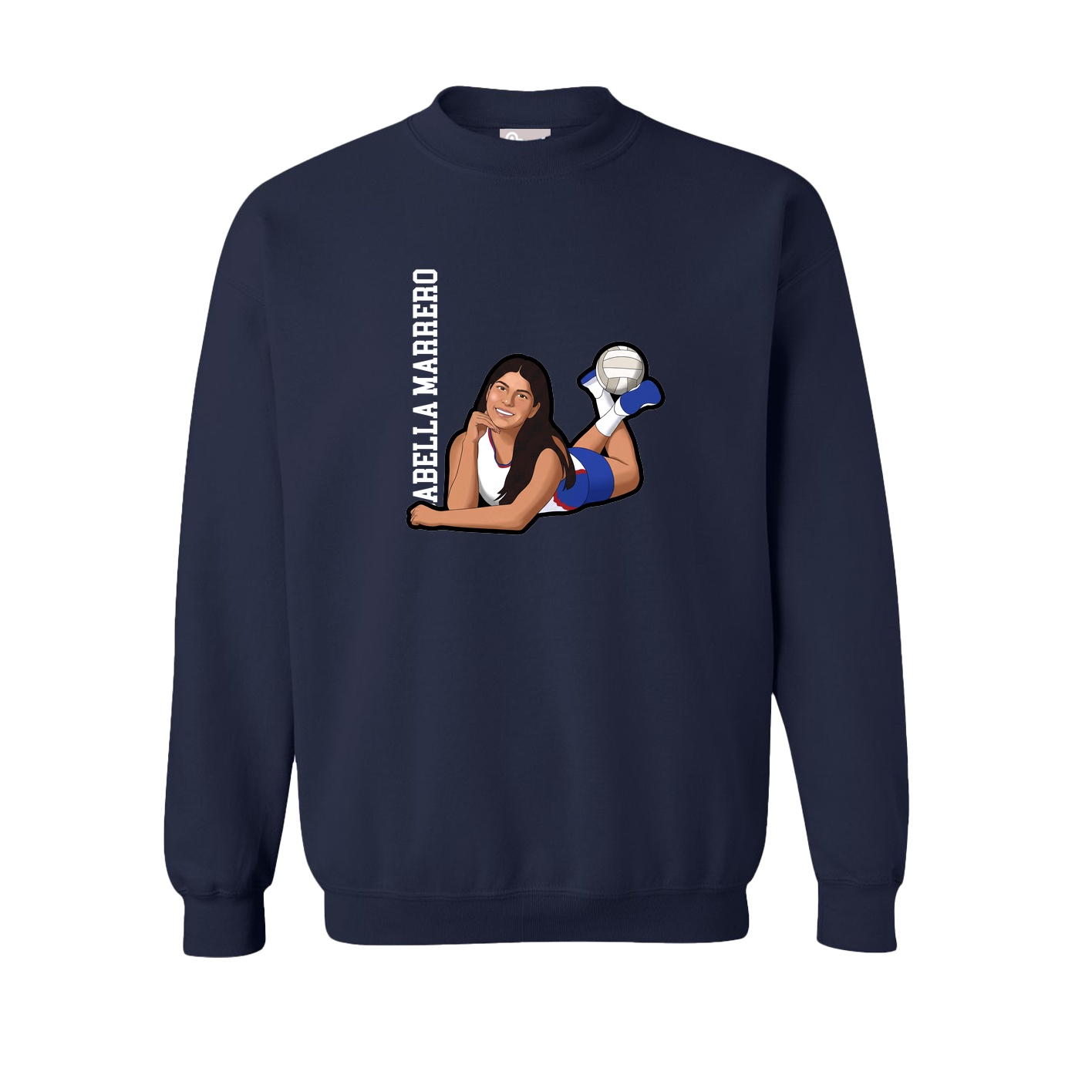 Fleece Crew — Name Vertical in Navy