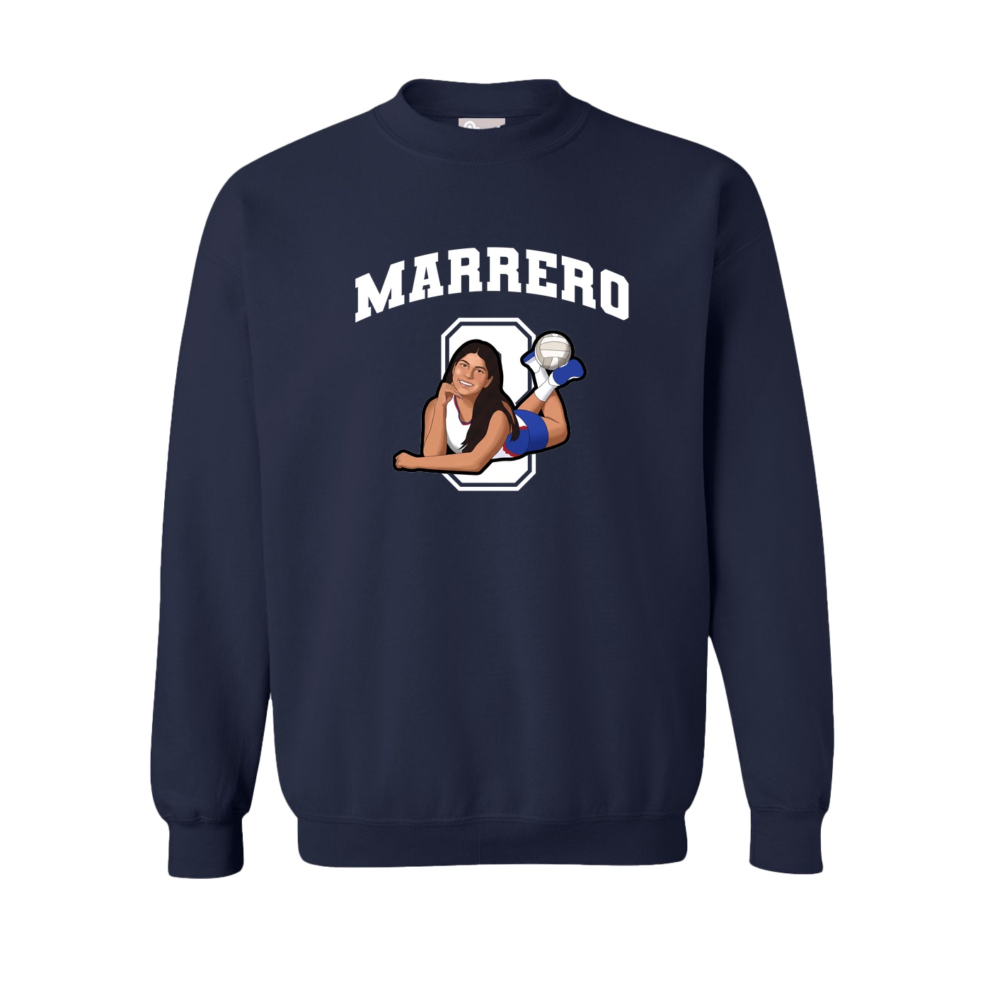 Fleece Crew — Number in Navy