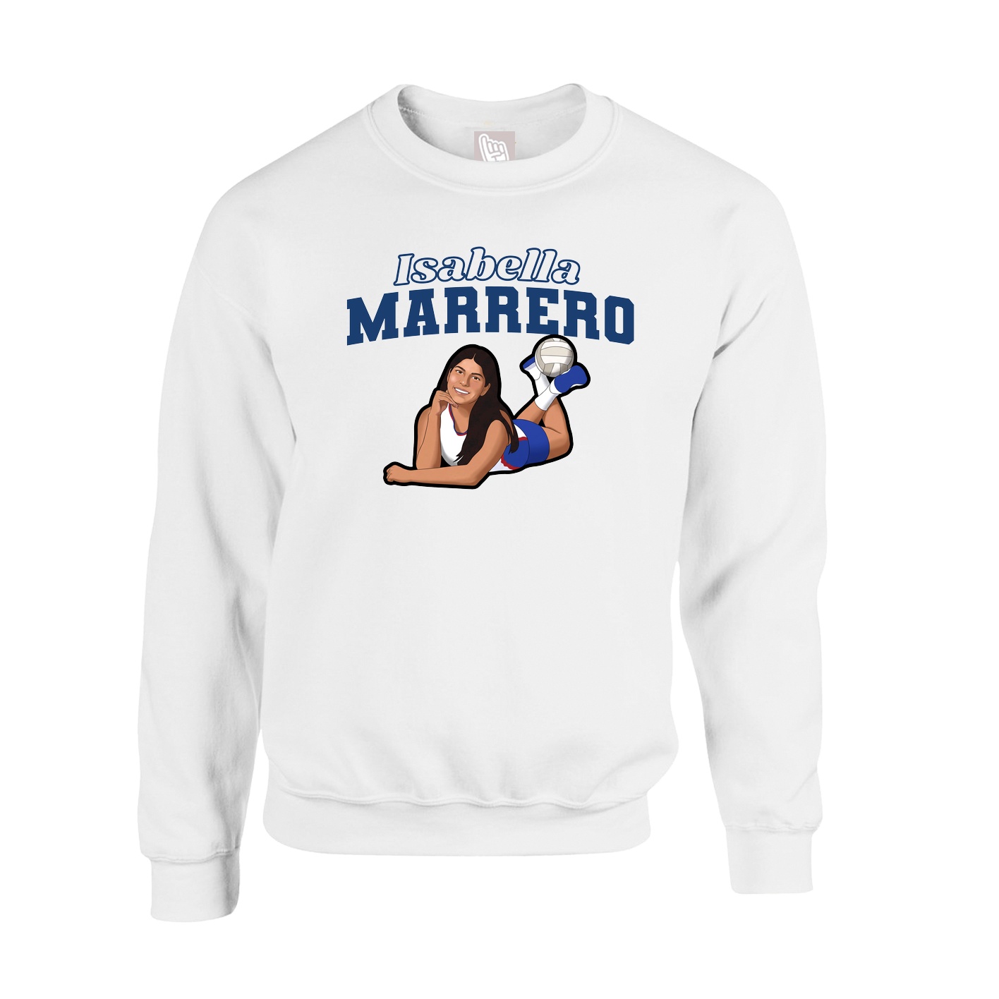 Fleece Crew — Name Arch in White