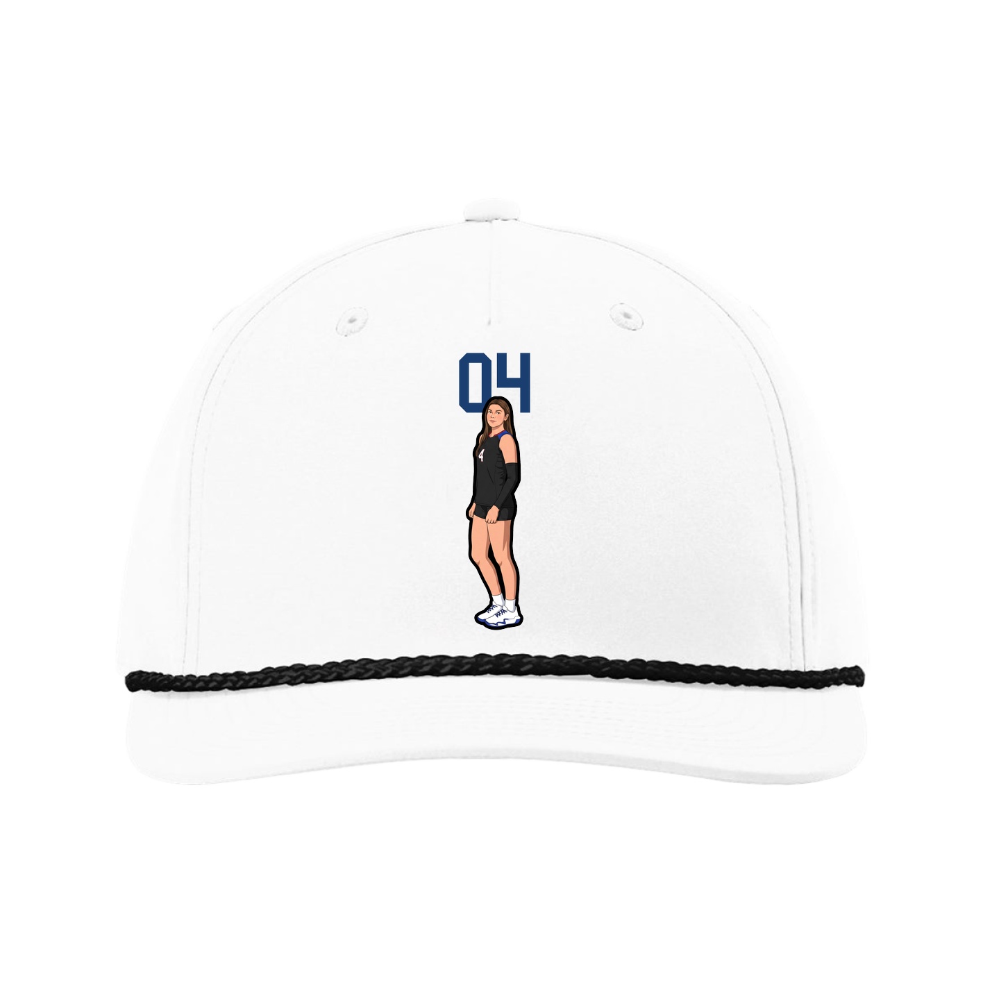 Five-Panel Classic Rope Cap — Number Top in White