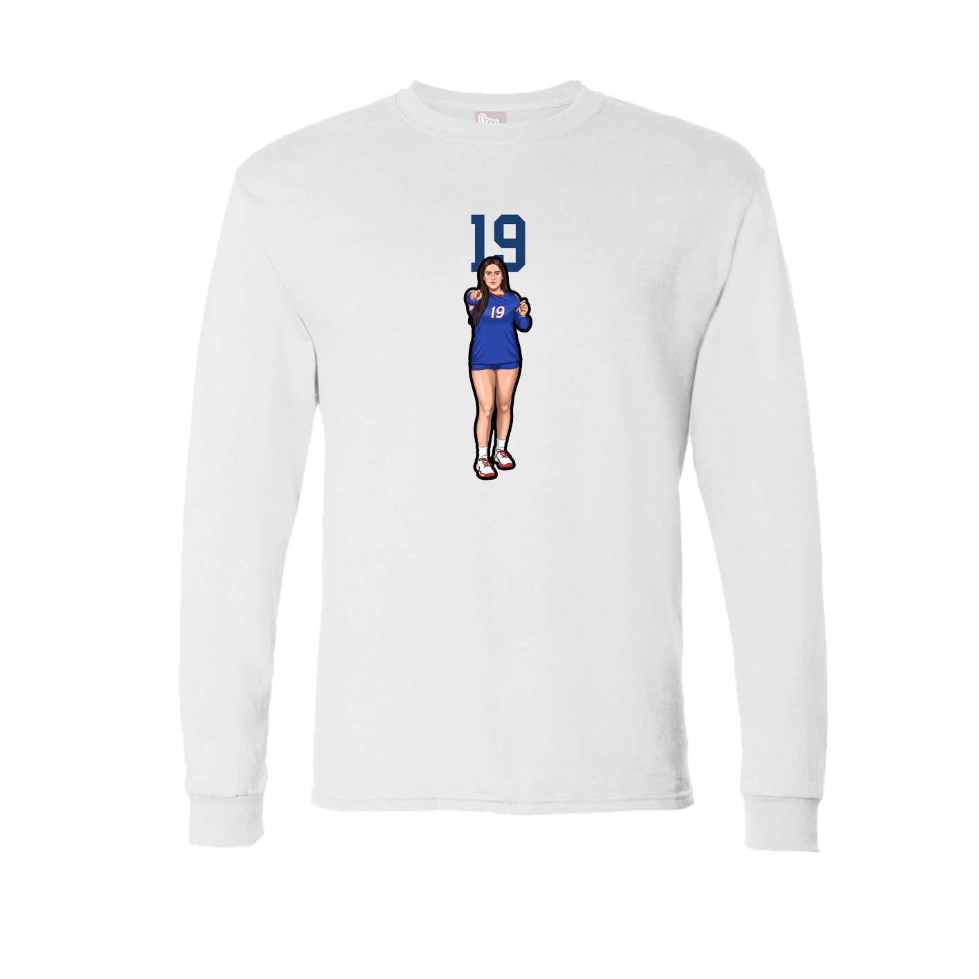 Long Sleeve Tee — Number Top in White
