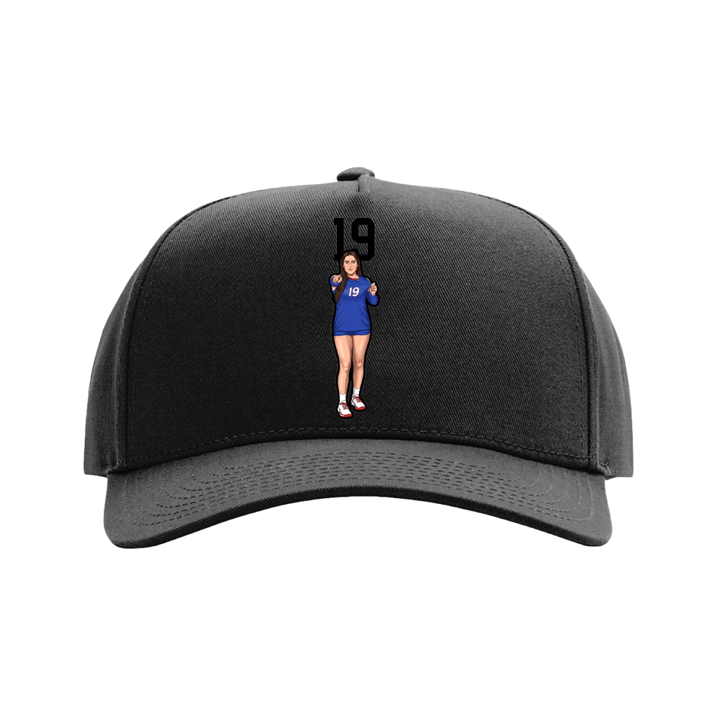 Full Fabric Five-Panel Champ Cap — Number Top in Black